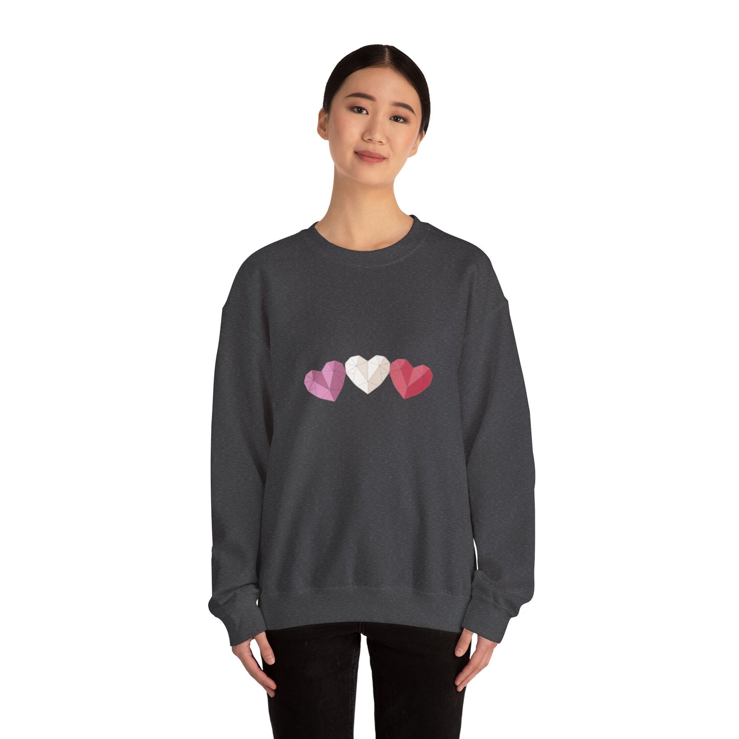 Heart Trio Sweatshirt — Geometric Pink Hearts Valentine's Pullover