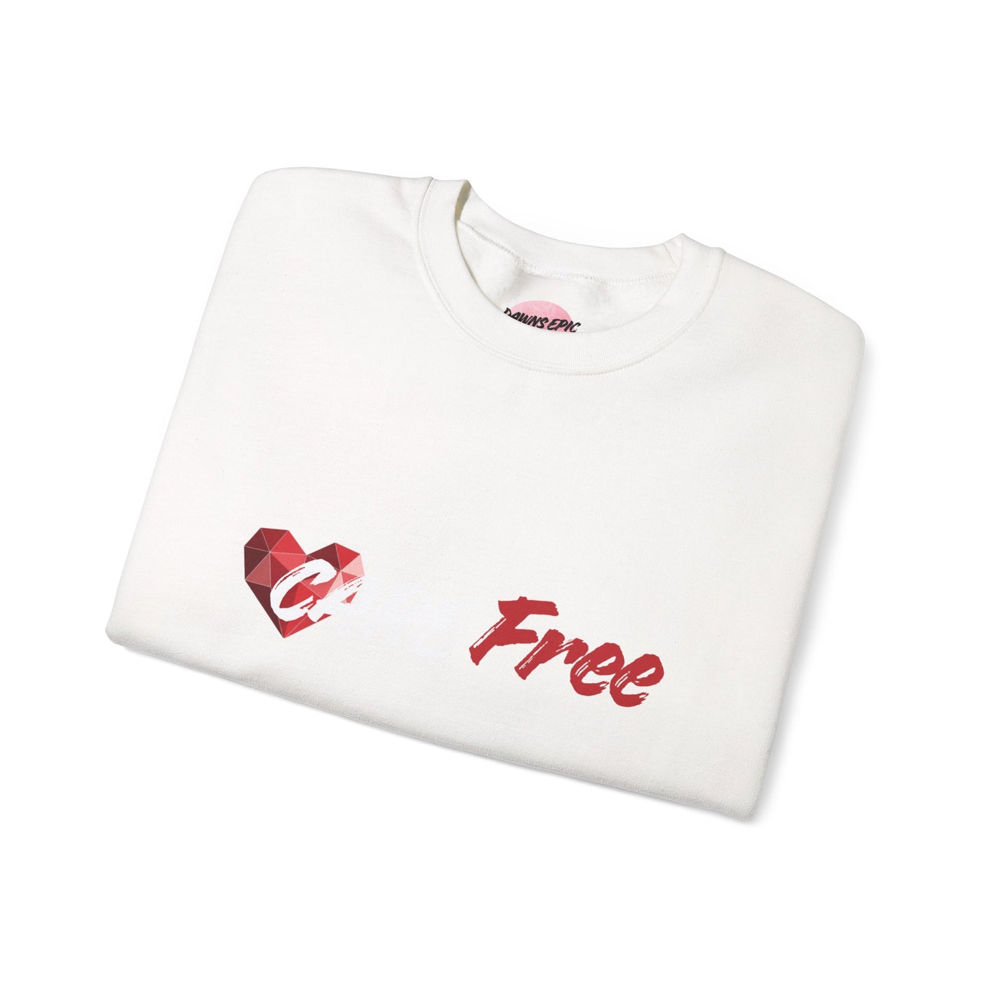 Crewneck Sweatshirt — Heart Graphic “Free” Minimalist Valentines Pullover
