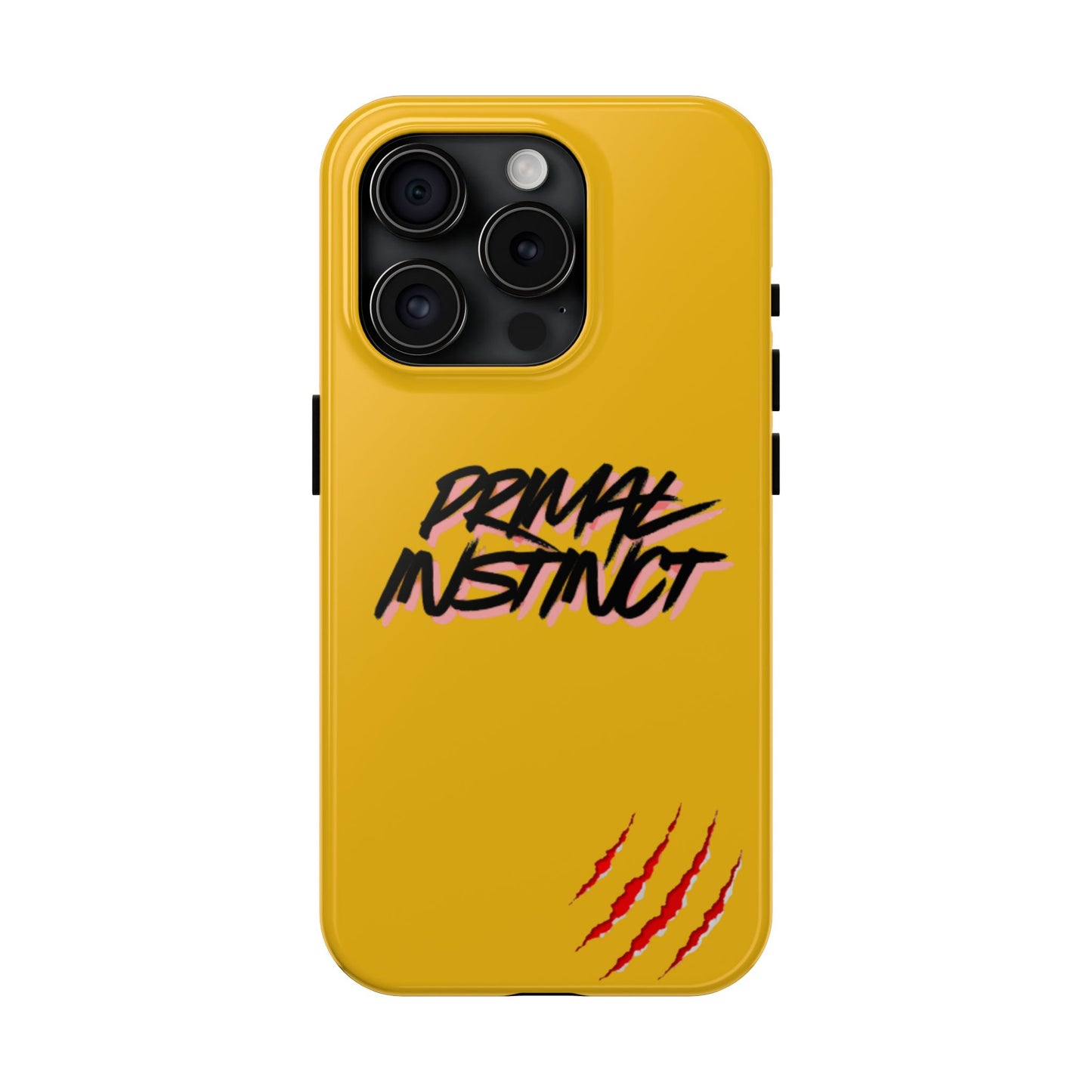 Primal Instinct Tough Phone Case — Yellow Rugged Protective Cover with Claw Mark Accent
