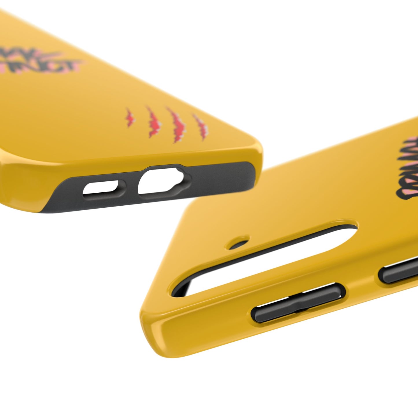 Primal Instinct Tough Phone Case — Yellow Rugged Protective Cover with Claw Mark Accent