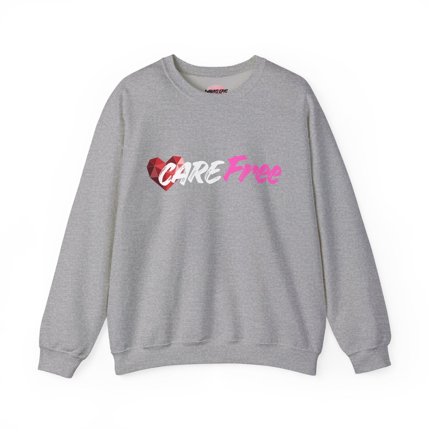 Crewneck Sweatshirt — 'Free' Pink Script with Geometric Heart Graphic