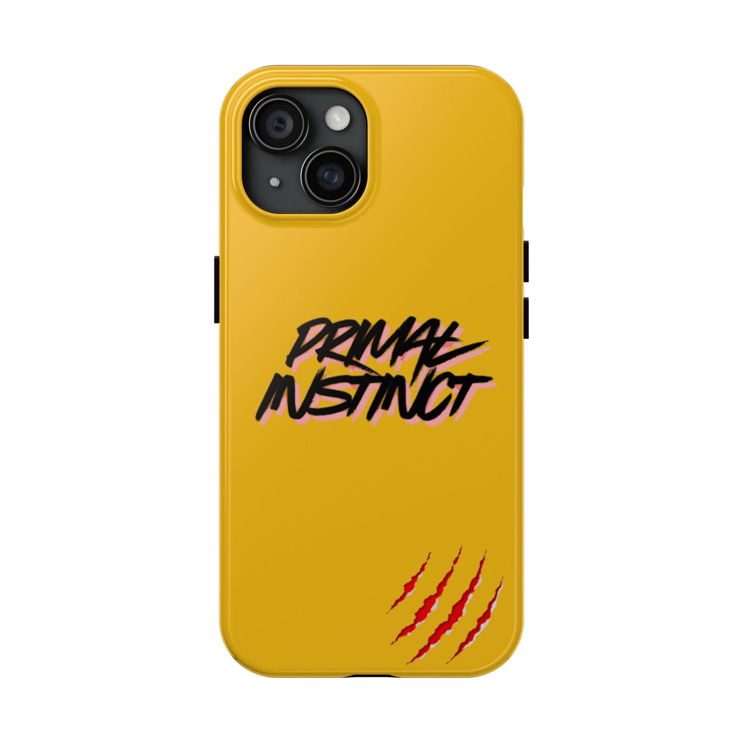 Primal Instinct Tough Phone Case — Yellow Rugged Protective Cover with Claw Mark Accent