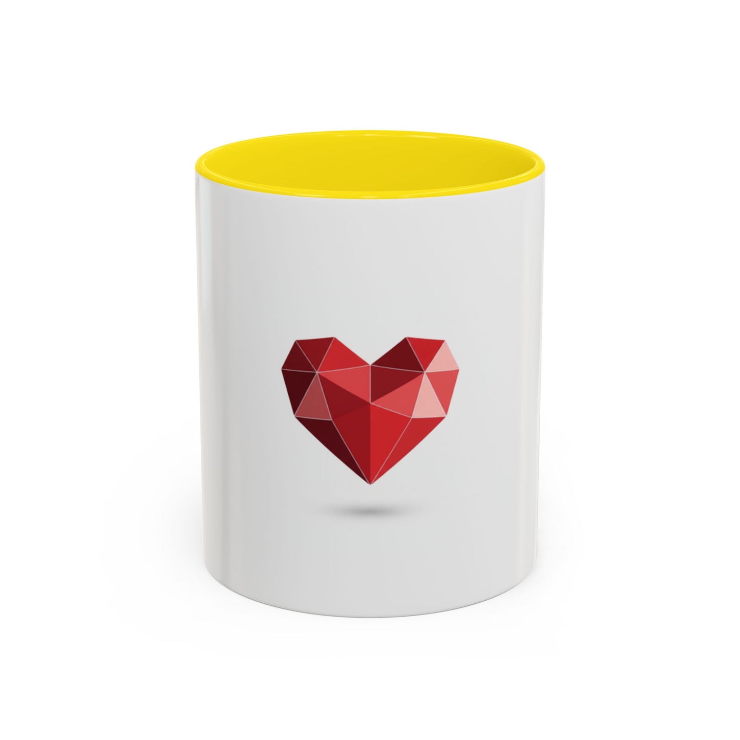 Geometric Red Heart Accent Coffee Mug — Valentines Romantic Ceramic Gift (11/15oz)