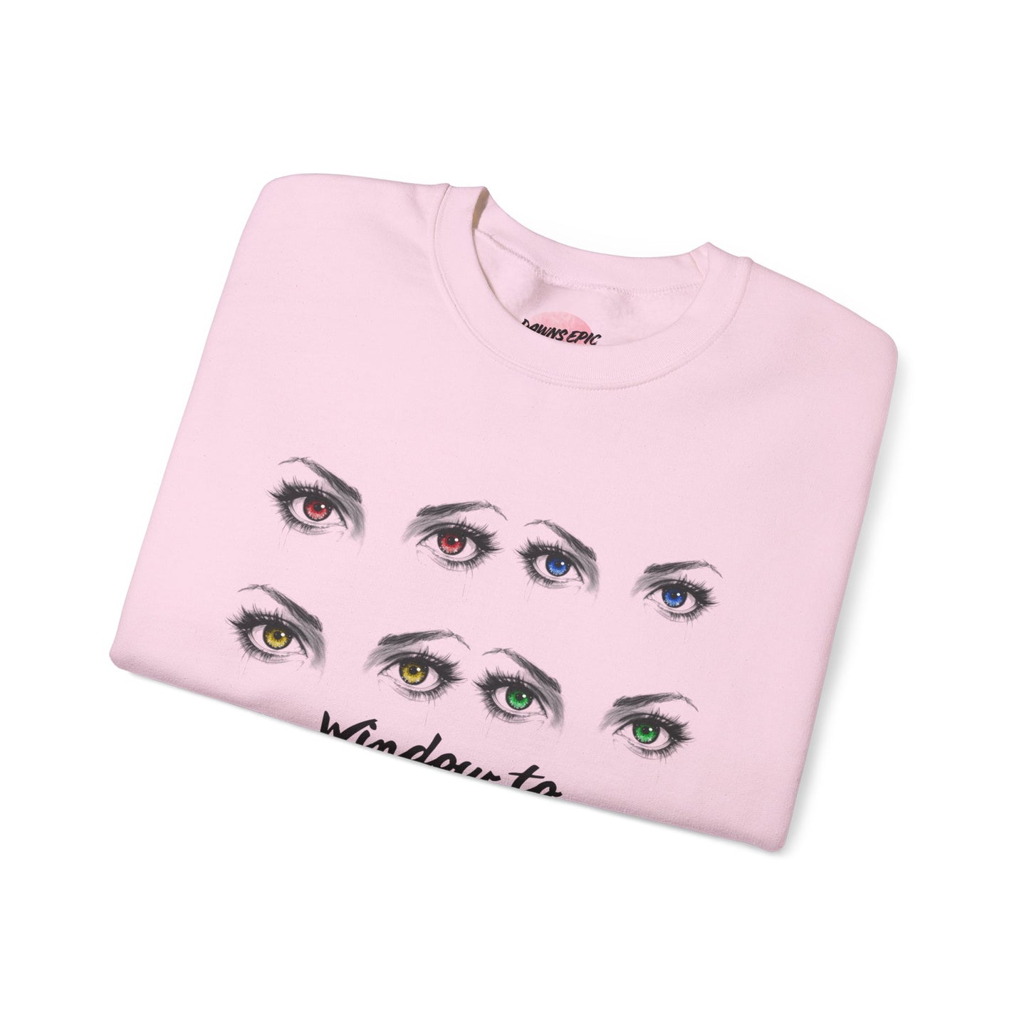 Crewneck Sweatshirt — 'Window to My Soul' Illustrated Eyes Graphic