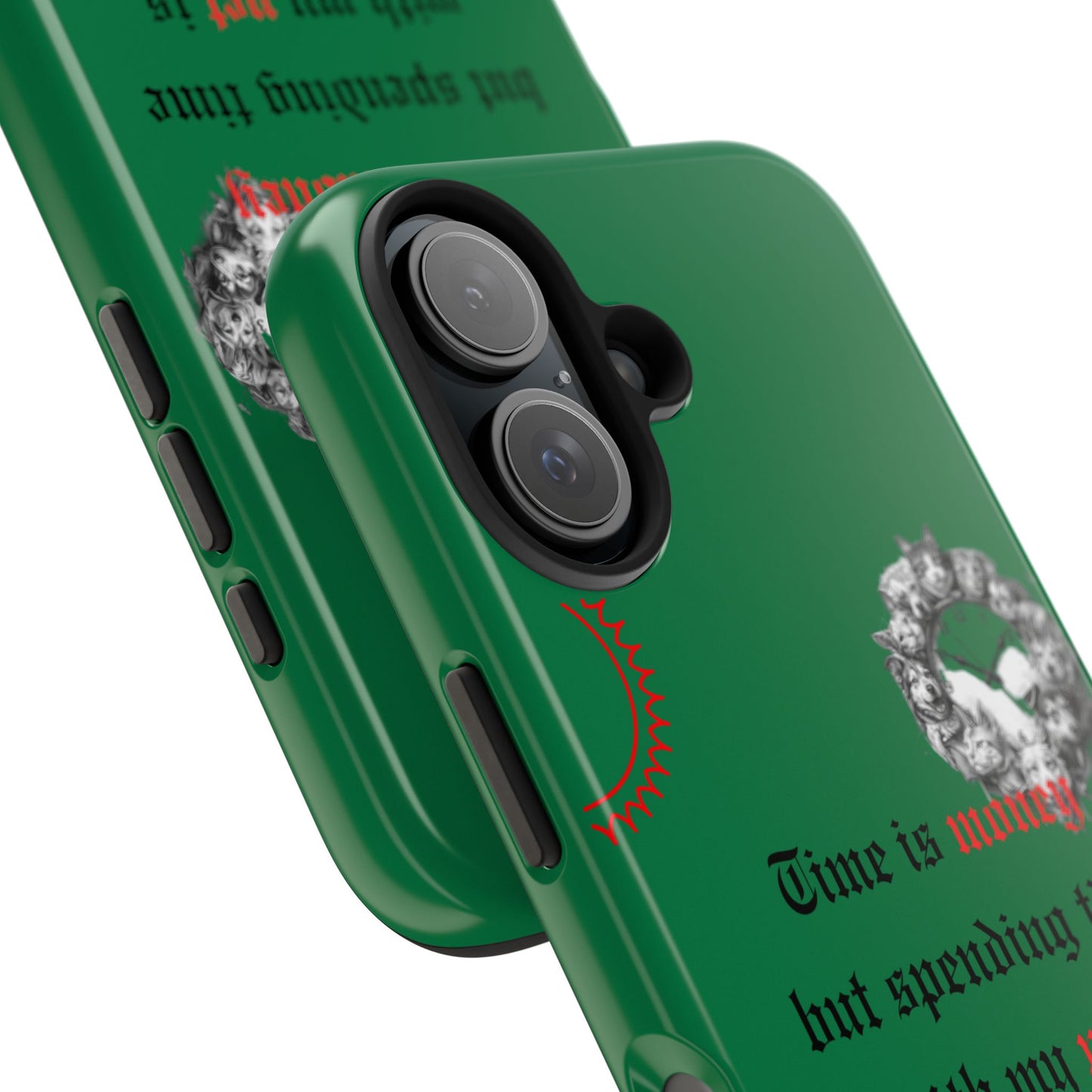 Phone Case — "Time is money but spending time with my pet is priceless" Green Pet Paw Protective Case