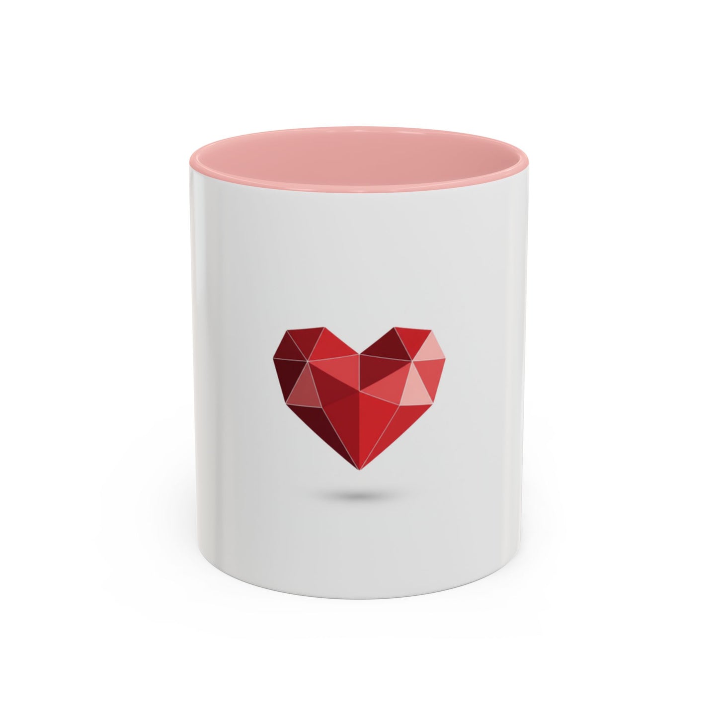 Geometric Red Heart Accent Coffee Mug — Valentines Romantic Ceramic Gift (11/15oz)