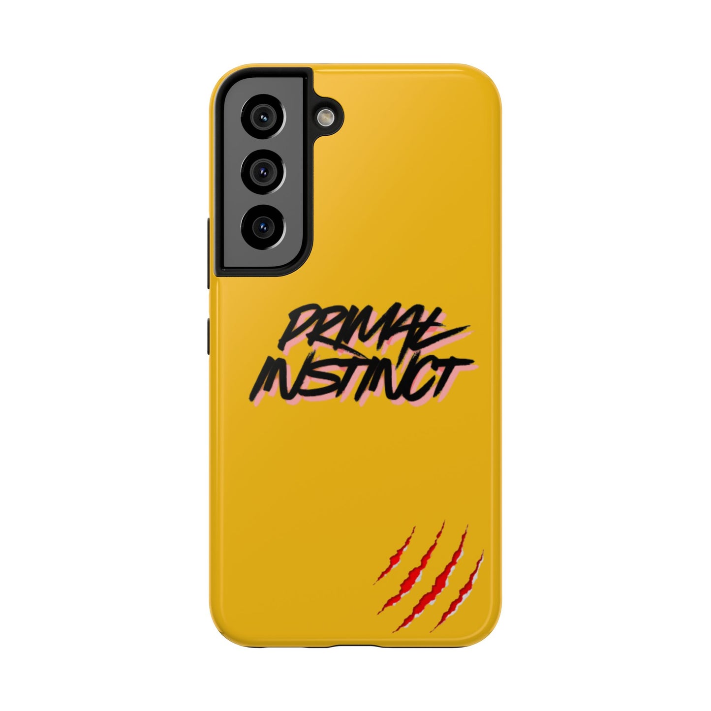 Primal Instinct Tough Phone Case — Yellow Rugged Protective Cover with Claw Mark Accent