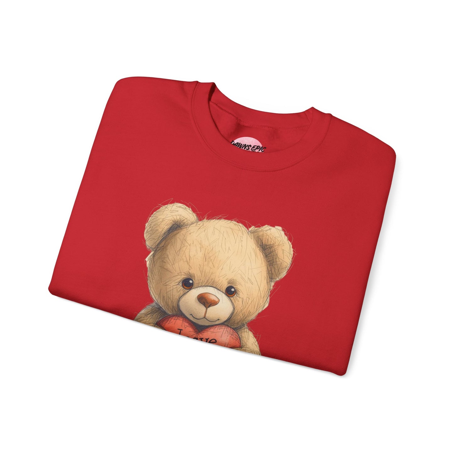 Crewneck Sweatshirt — Retro Teddy Holding 'Leave Me Alone' Heart