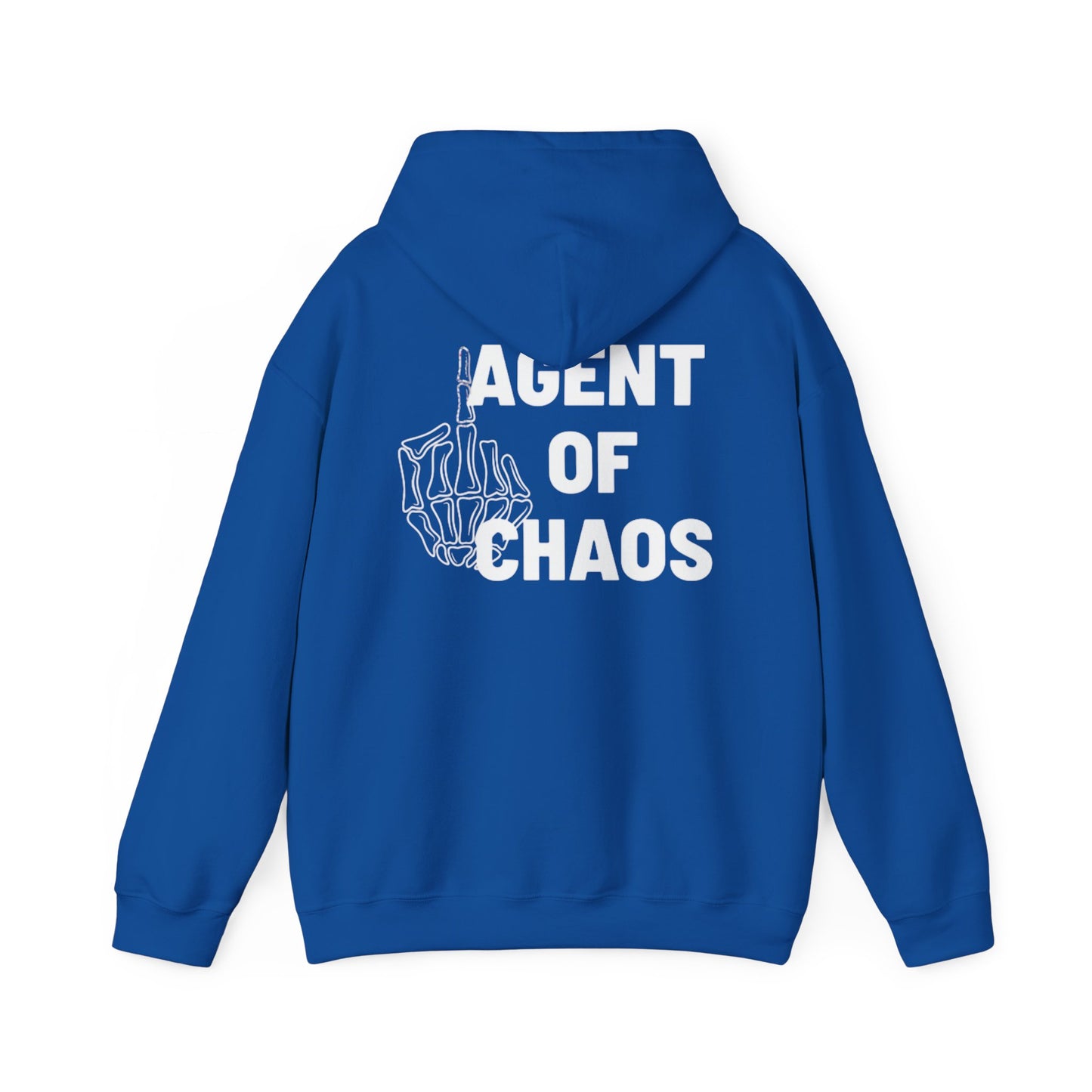 Agent of Chaos Hoodie – 'F**k You!' Skeletal Middle Finger Graphic