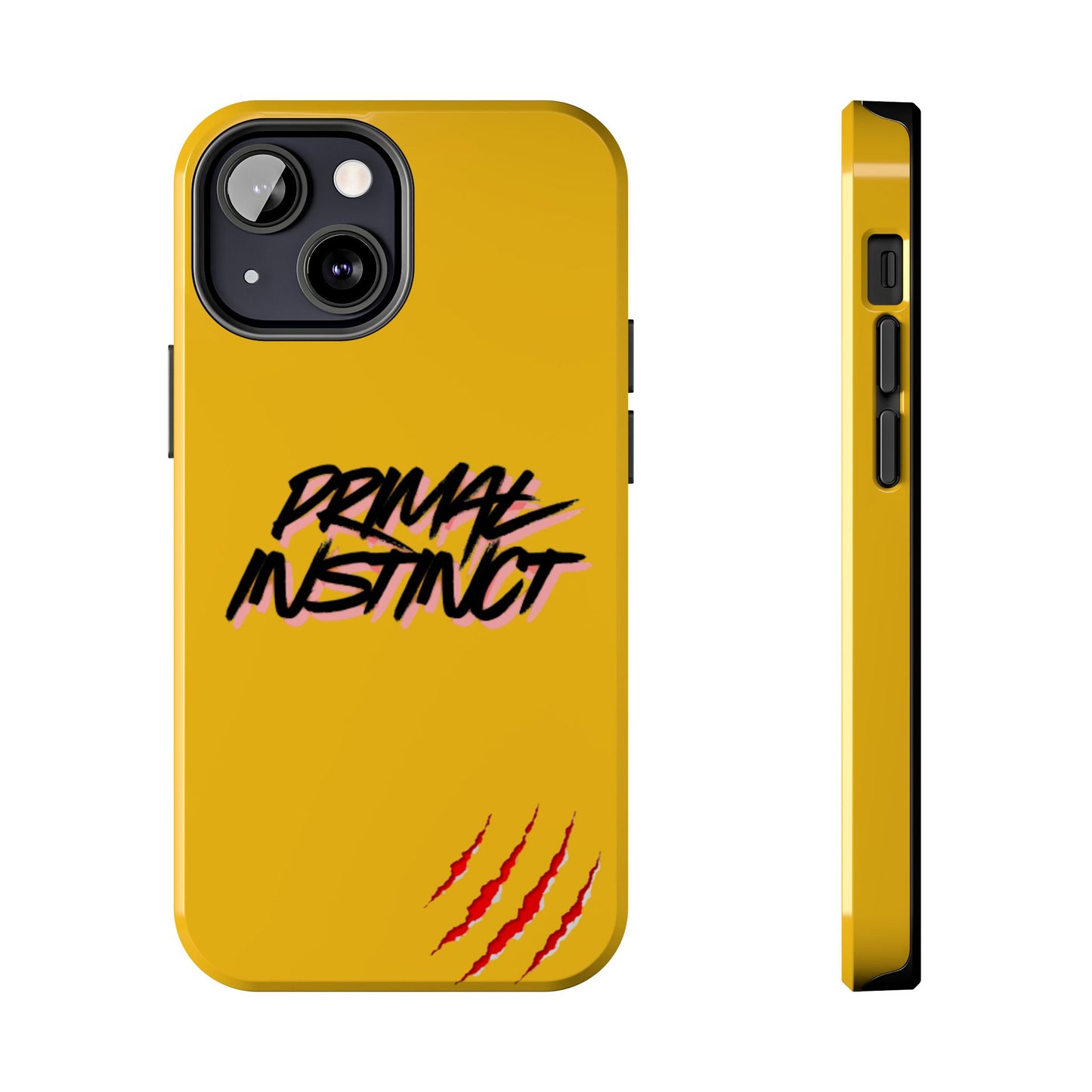 Primal Instinct Tough Phone Case — Yellow Rugged Protective Cover with Claw Mark Accent