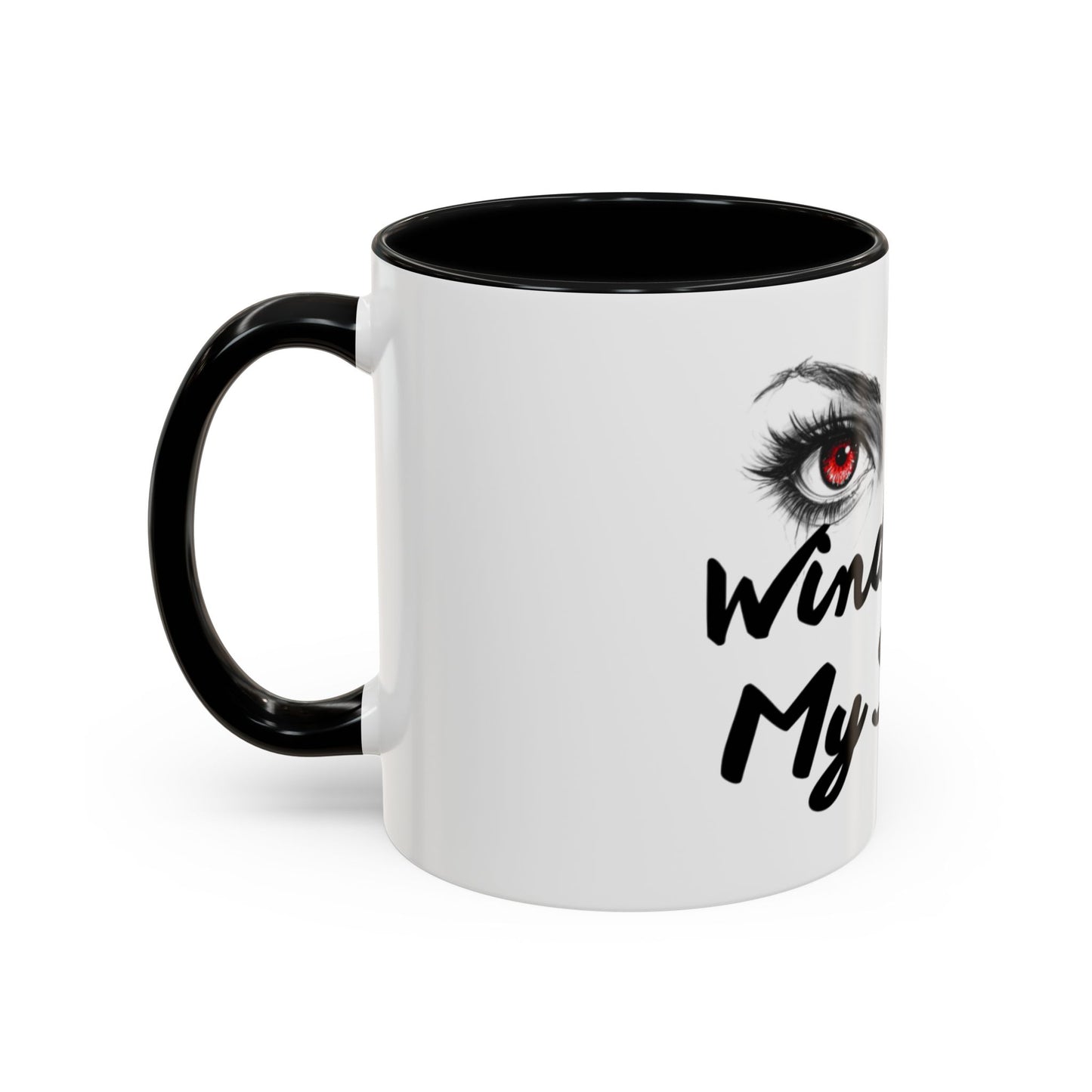 Accent Coffee Mug — “Window to My Soul” Red-Eyed Eyes Design