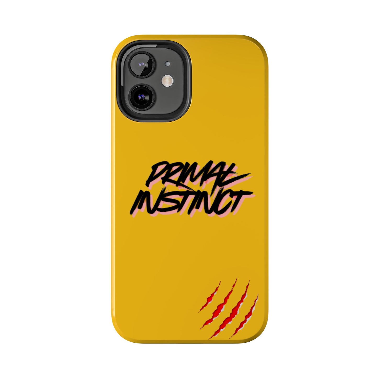 Primal Instinct Tough Phone Case — Yellow Rugged Protective Cover with Claw Mark Accent
