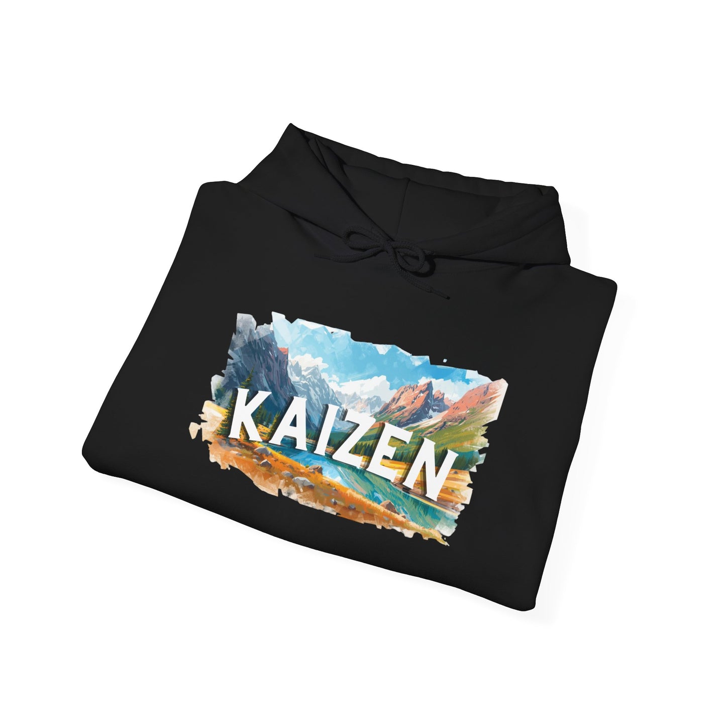 Kaizen Hoodie — Motivational Mountain Landscape Pullover