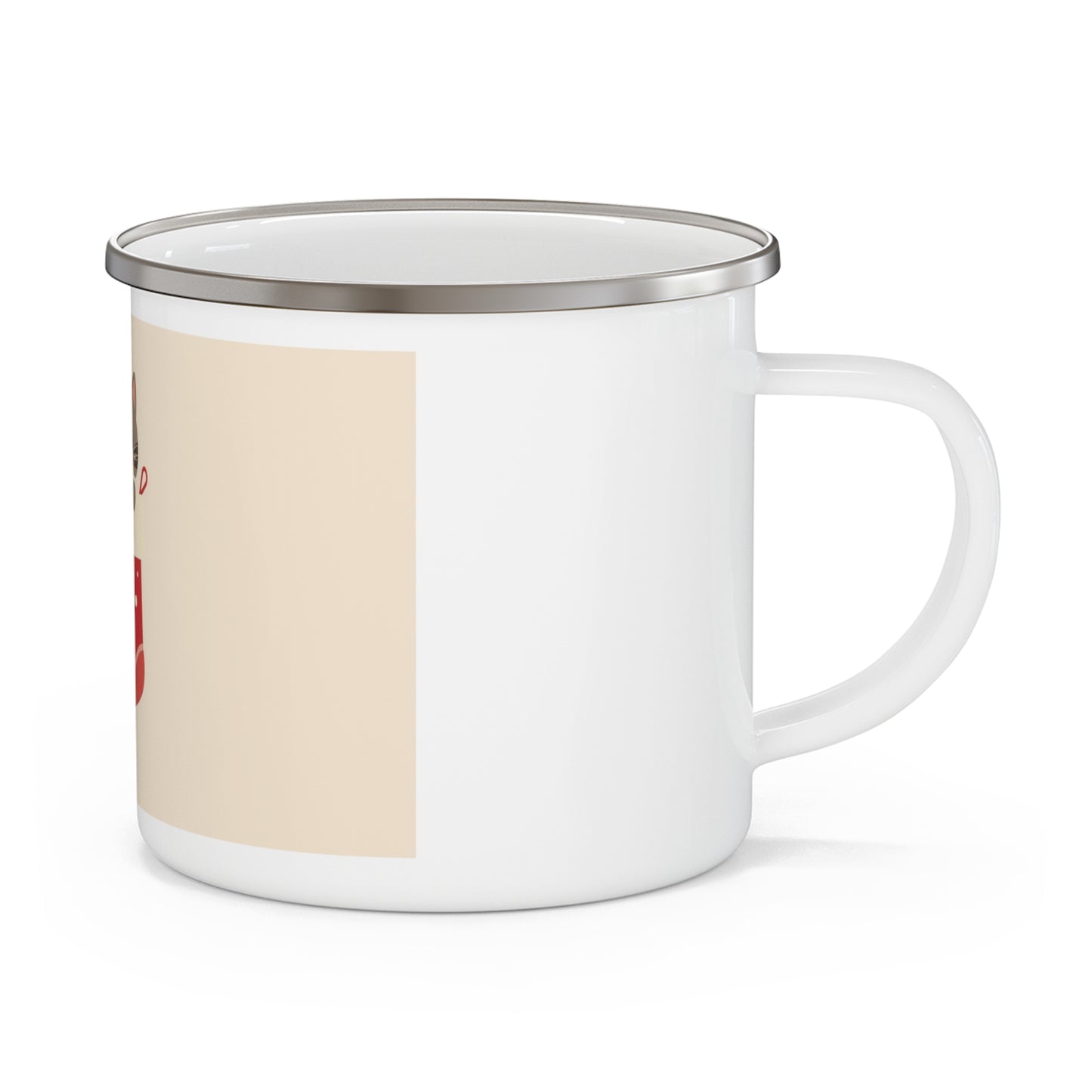 Cute Kitten in Christmas Stocking Enamel Camping Mug