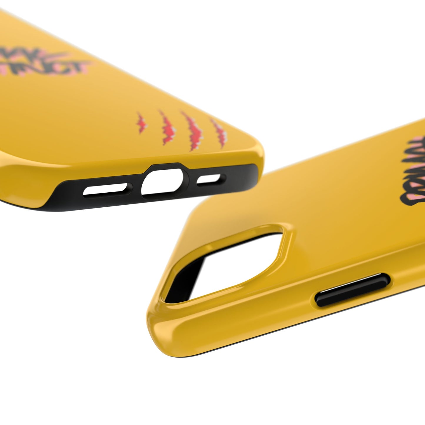 Primal Instinct Tough Phone Case — Yellow Rugged Protective Cover with Claw Mark Accent