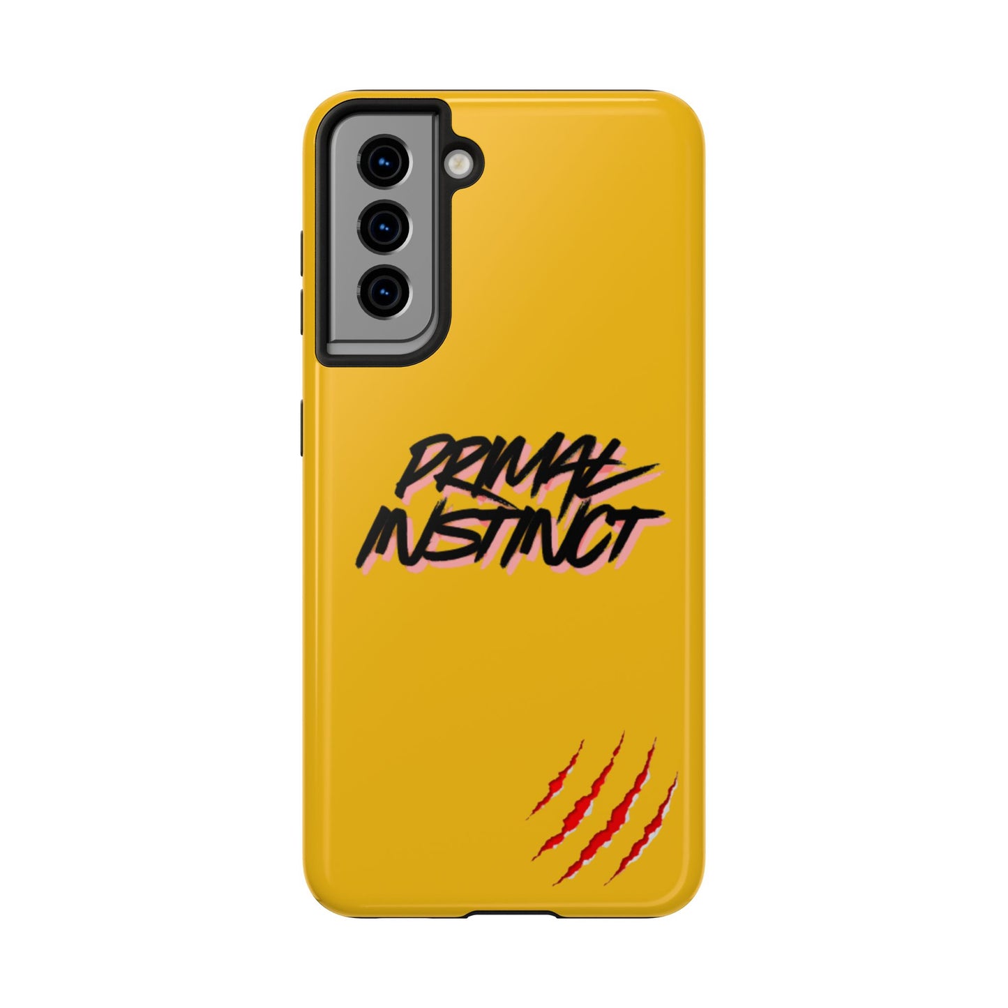Primal Instinct Tough Phone Case — Yellow Rugged Protective Cover with Claw Mark Accent