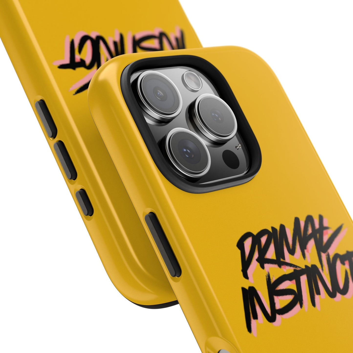 Primal Instinct Tough Phone Case — Yellow Rugged Protective Cover with Claw Mark Accent