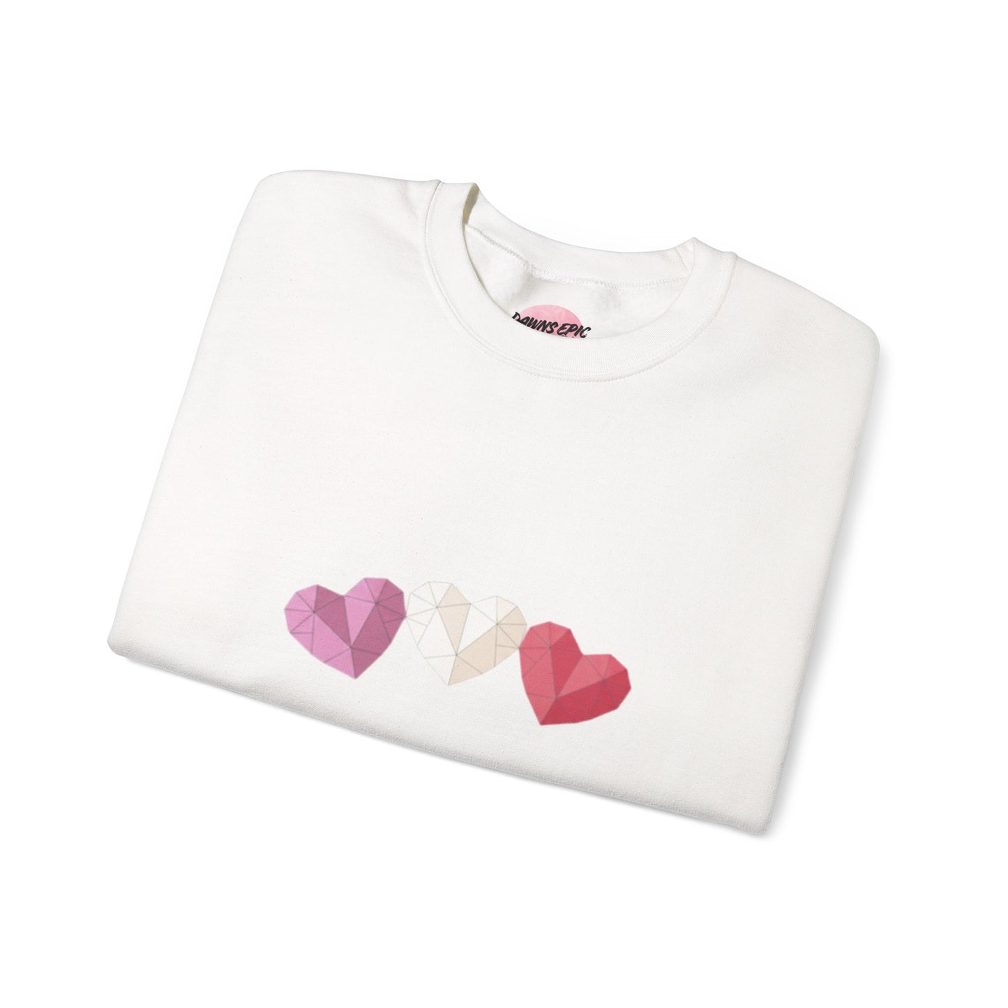Heart Trio Sweatshirt — Geometric Pink Hearts Valentine's Pullover