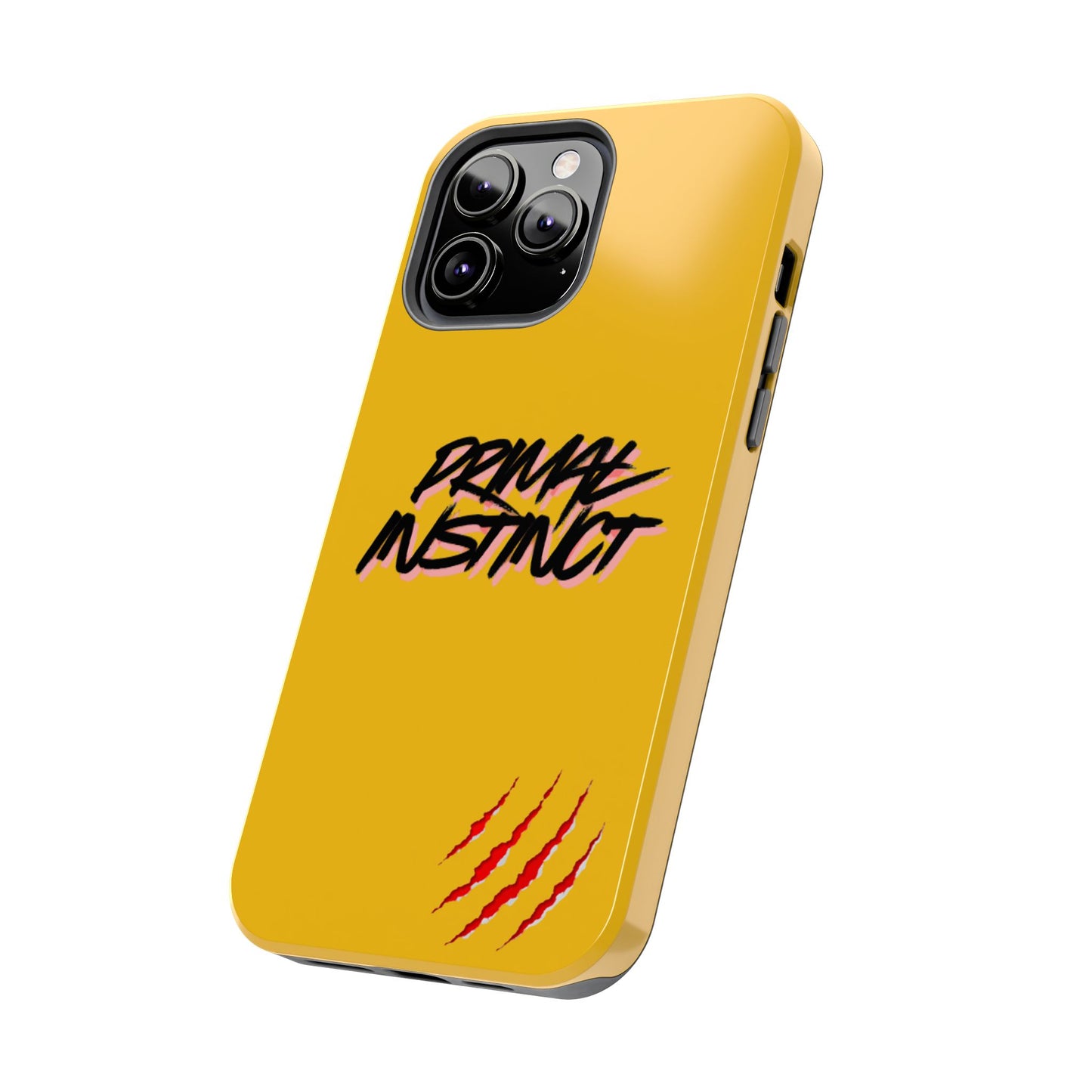 Primal Instinct Tough Phone Case — Yellow Rugged Protective Cover with Claw Mark Accent
