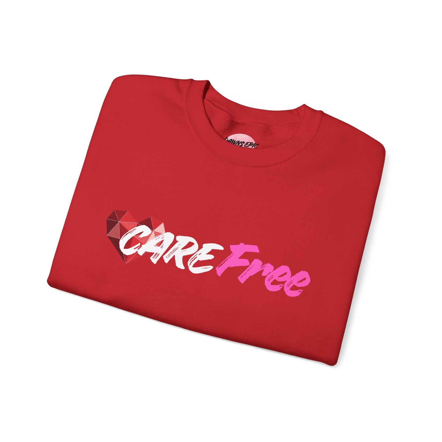 Crewneck Sweatshirt — 'Free' Pink Script with Geometric Heart Graphic