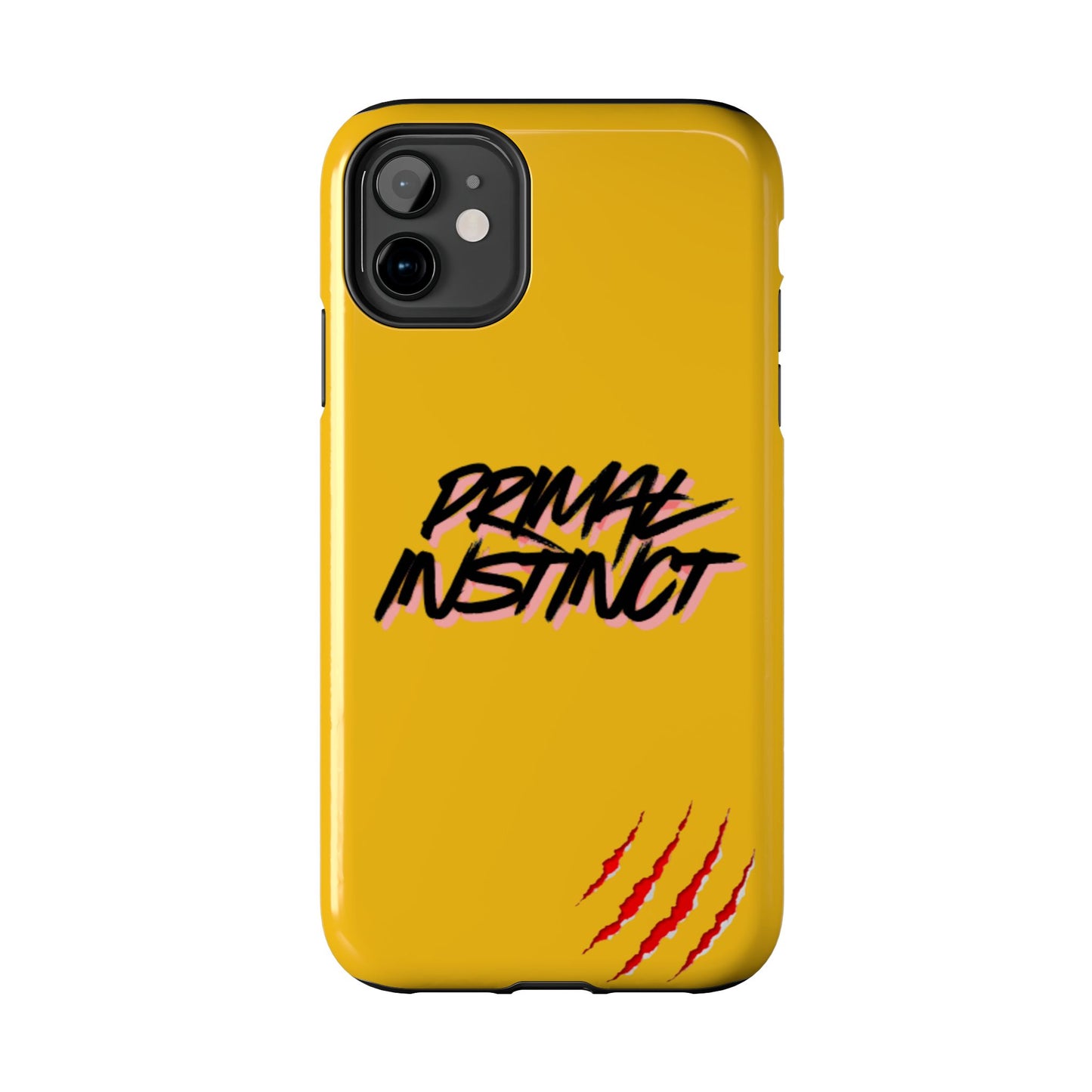 Primal Instinct Tough Phone Case — Yellow Rugged Protective Cover with Claw Mark Accent