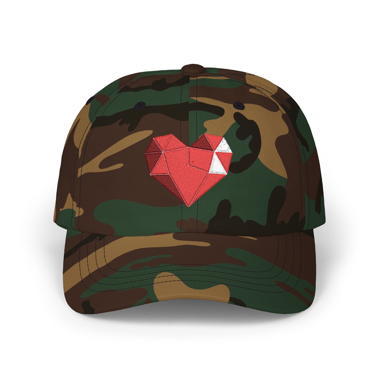 Embroidered Geometric Heart Dad Cap — Casual Baseball Hat for Valentine’s & Everyday Wear
