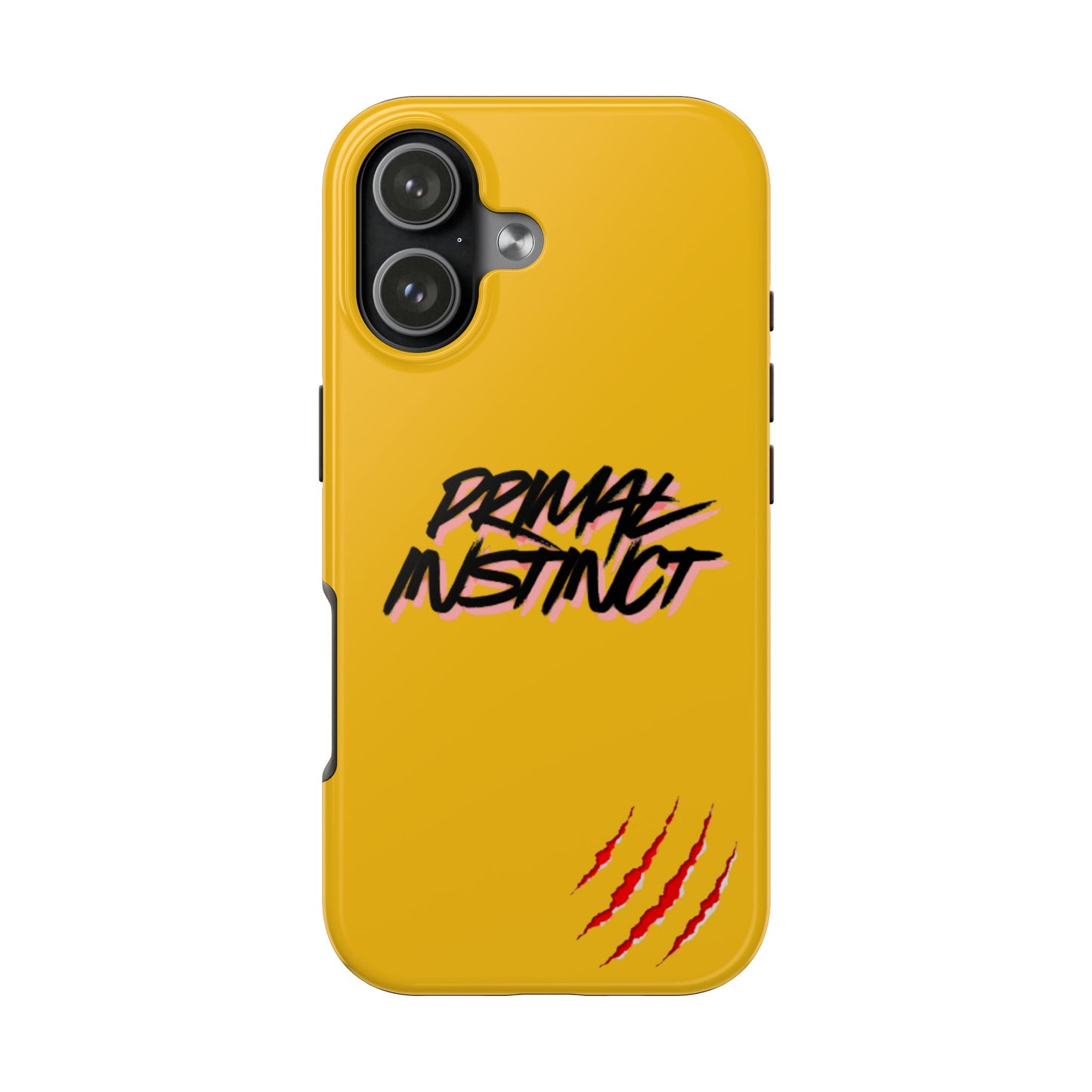 Primal Instinct Tough Phone Case — Yellow Rugged Protective Cover with Claw Mark Accent