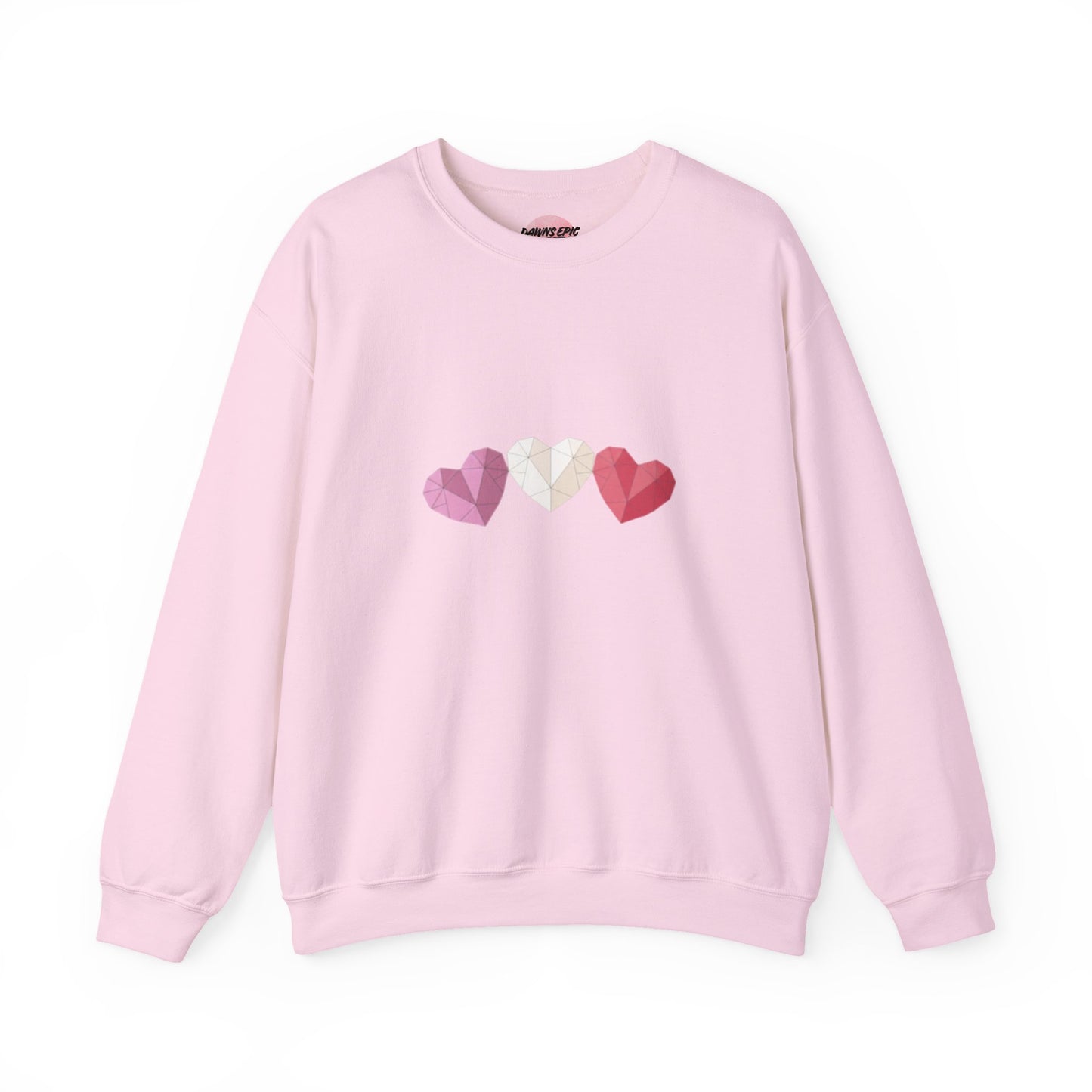 Heart Trio Sweatshirt — Geometric Pink Hearts Valentine's Pullover