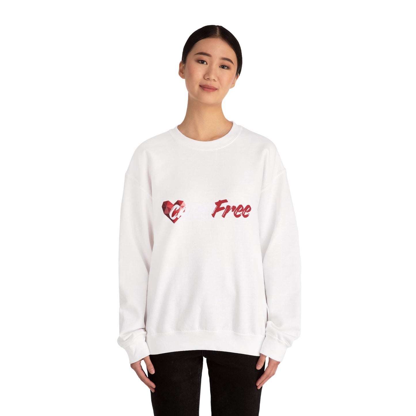 Crewneck Sweatshirt — Heart Graphic “Free” Minimalist Valentines Pullover