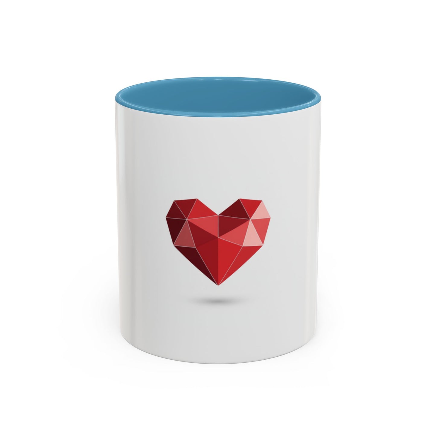 Geometric Red Heart Accent Coffee Mug — Valentines Romantic Ceramic Gift (11/15oz)
