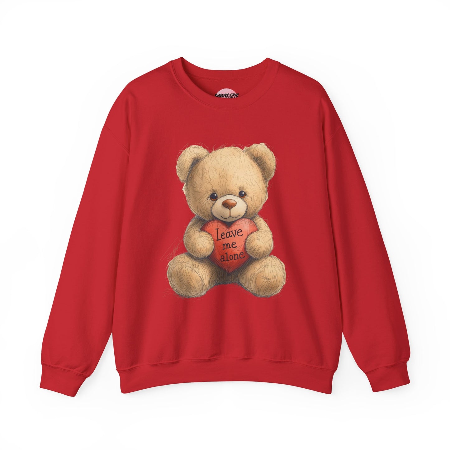 Crewneck Sweatshirt — Retro Teddy Holding 'Leave Me Alone' Heart