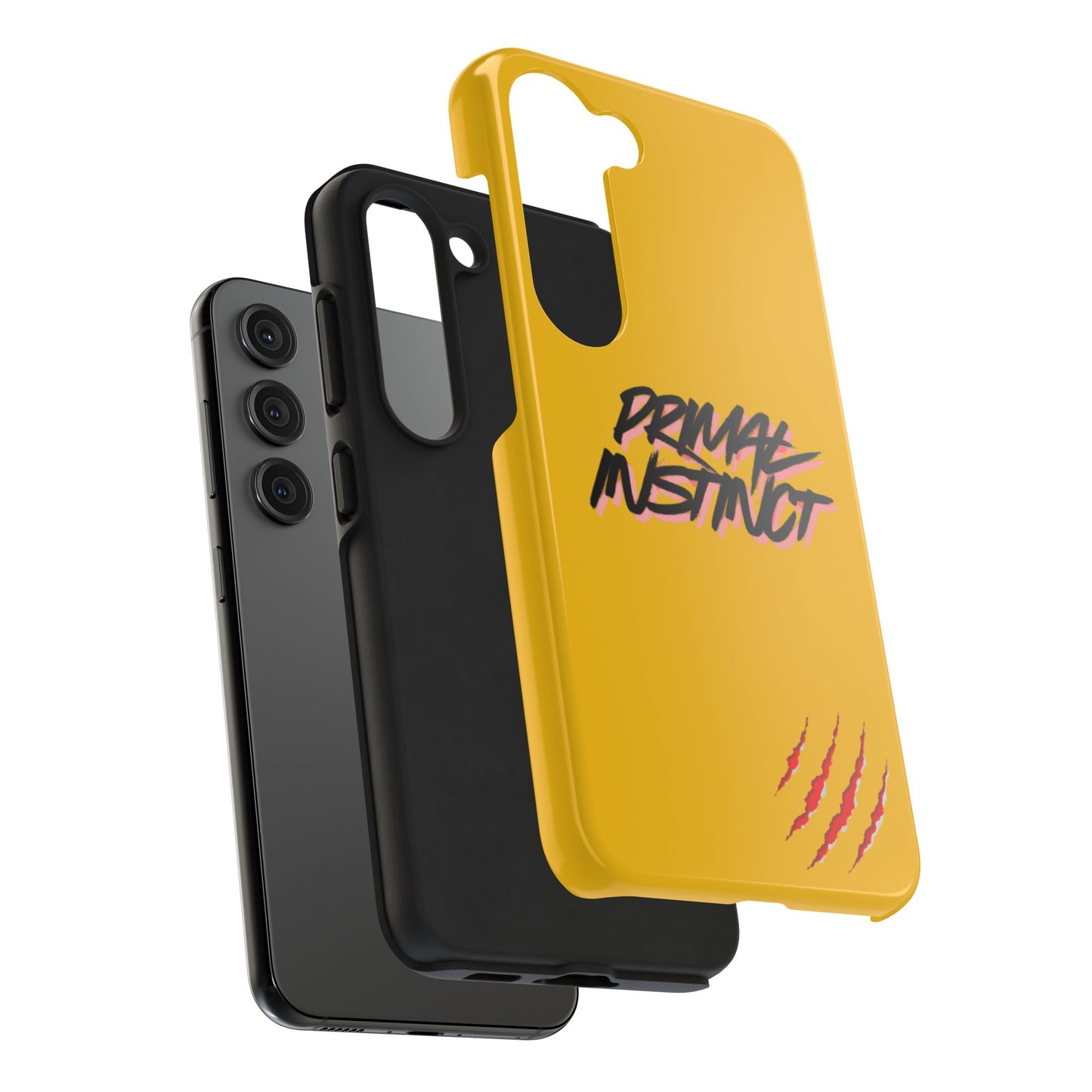 Primal Instinct Tough Phone Case — Yellow Rugged Protective Cover with Claw Mark Accent