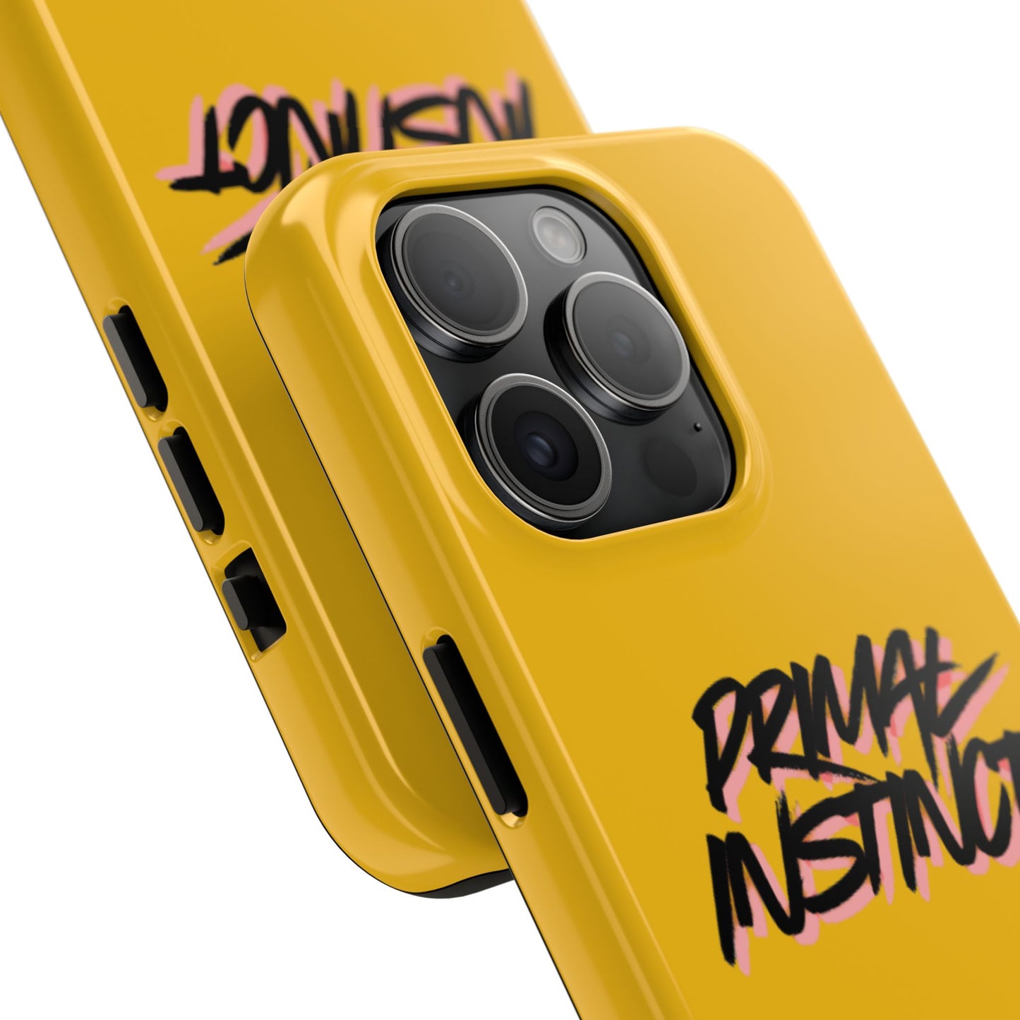 Primal Instinct Tough Phone Case — Yellow Rugged Protective Cover with Claw Mark Accent