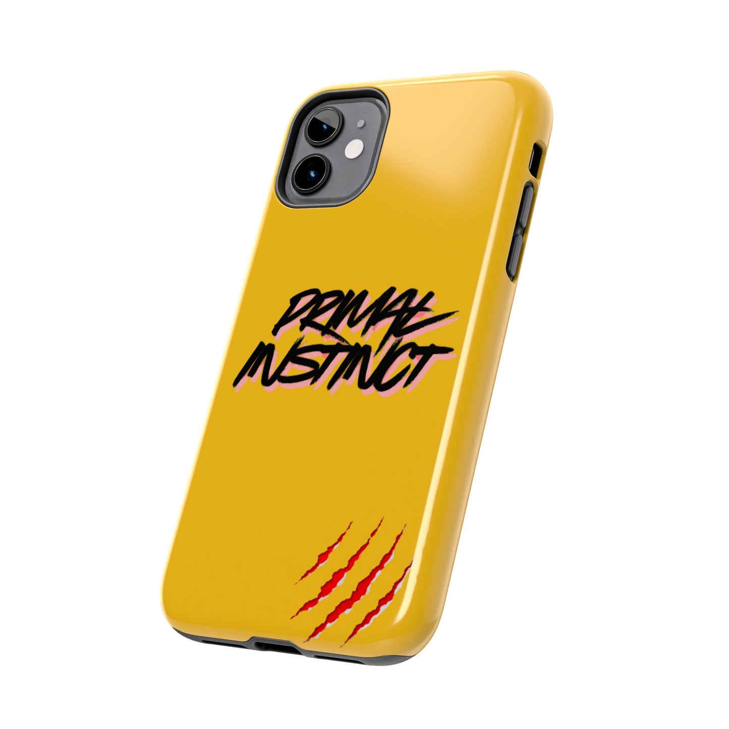 Primal Instinct Tough Phone Case — Yellow Rugged Protective Cover with Claw Mark Accent