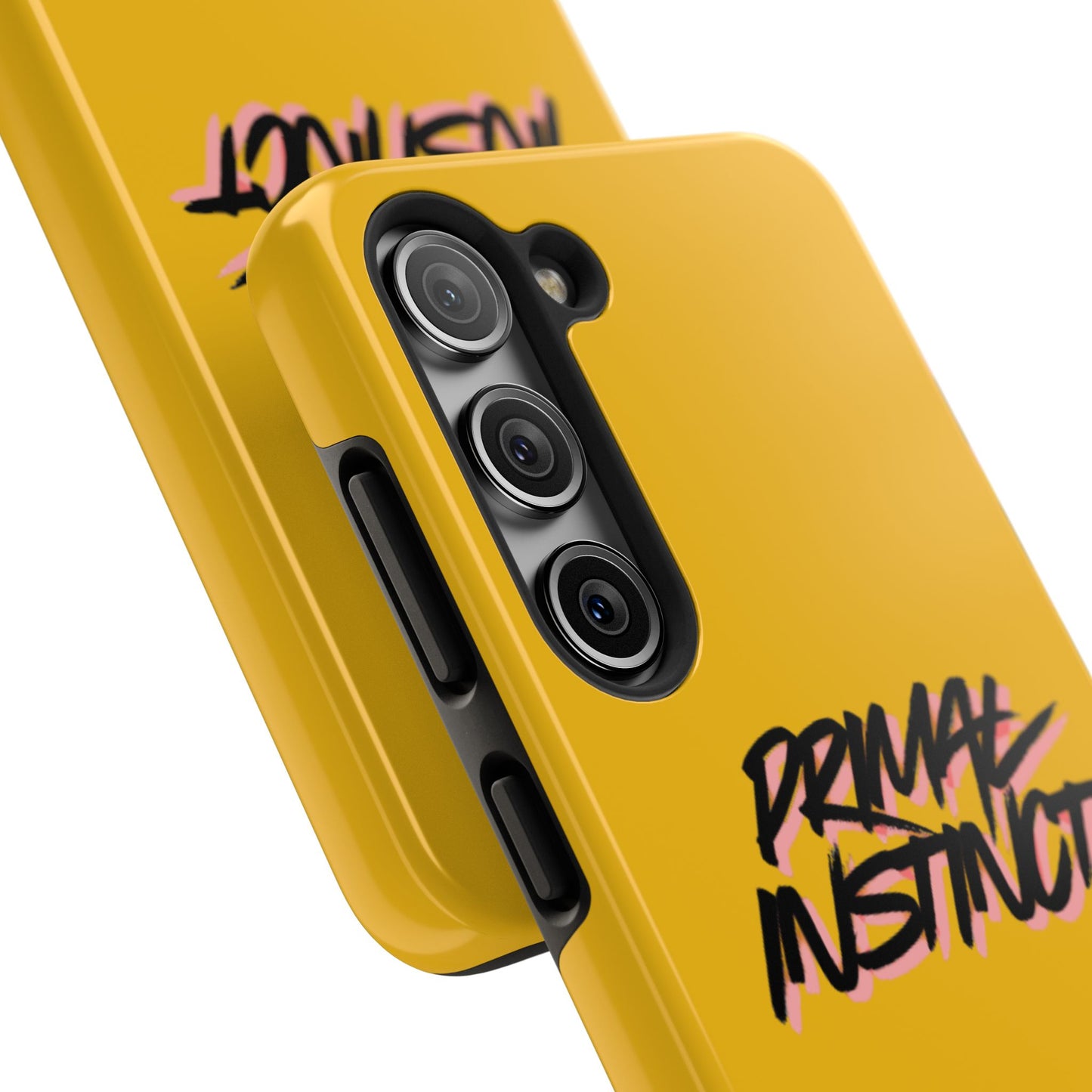 Primal Instinct Tough Phone Case — Yellow Rugged Protective Cover with Claw Mark Accent
