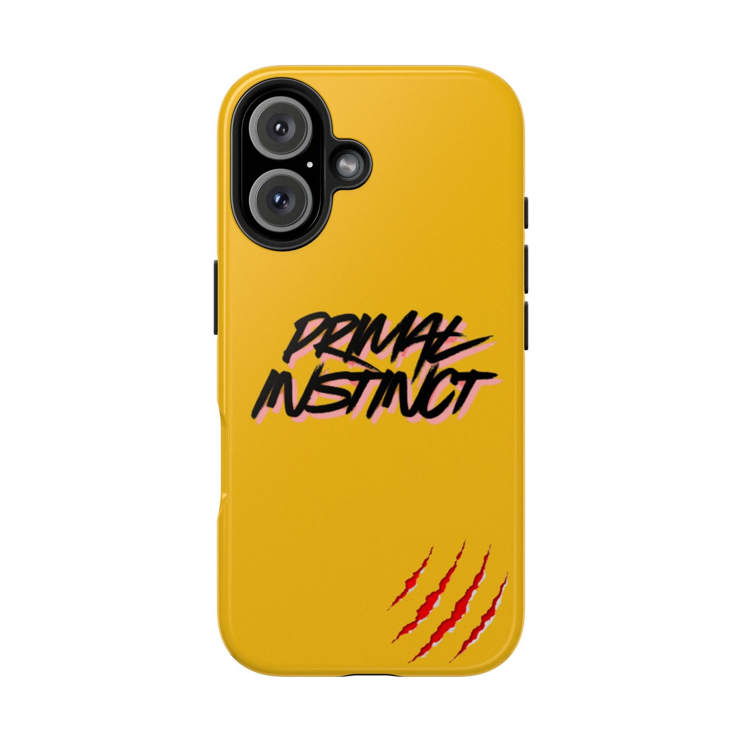 Primal Instinct Tough Phone Case — Yellow Rugged Protective Cover with Claw Mark Accent