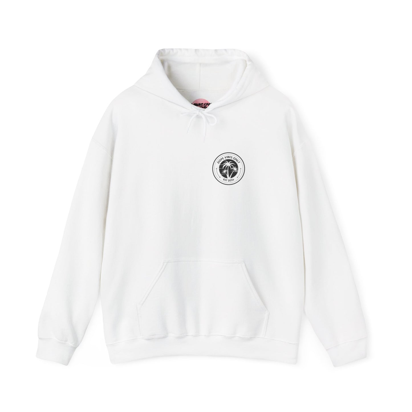 Sunset Paradise Hoodie — Retro Palm Beach Graphic with "Breathe" Script
