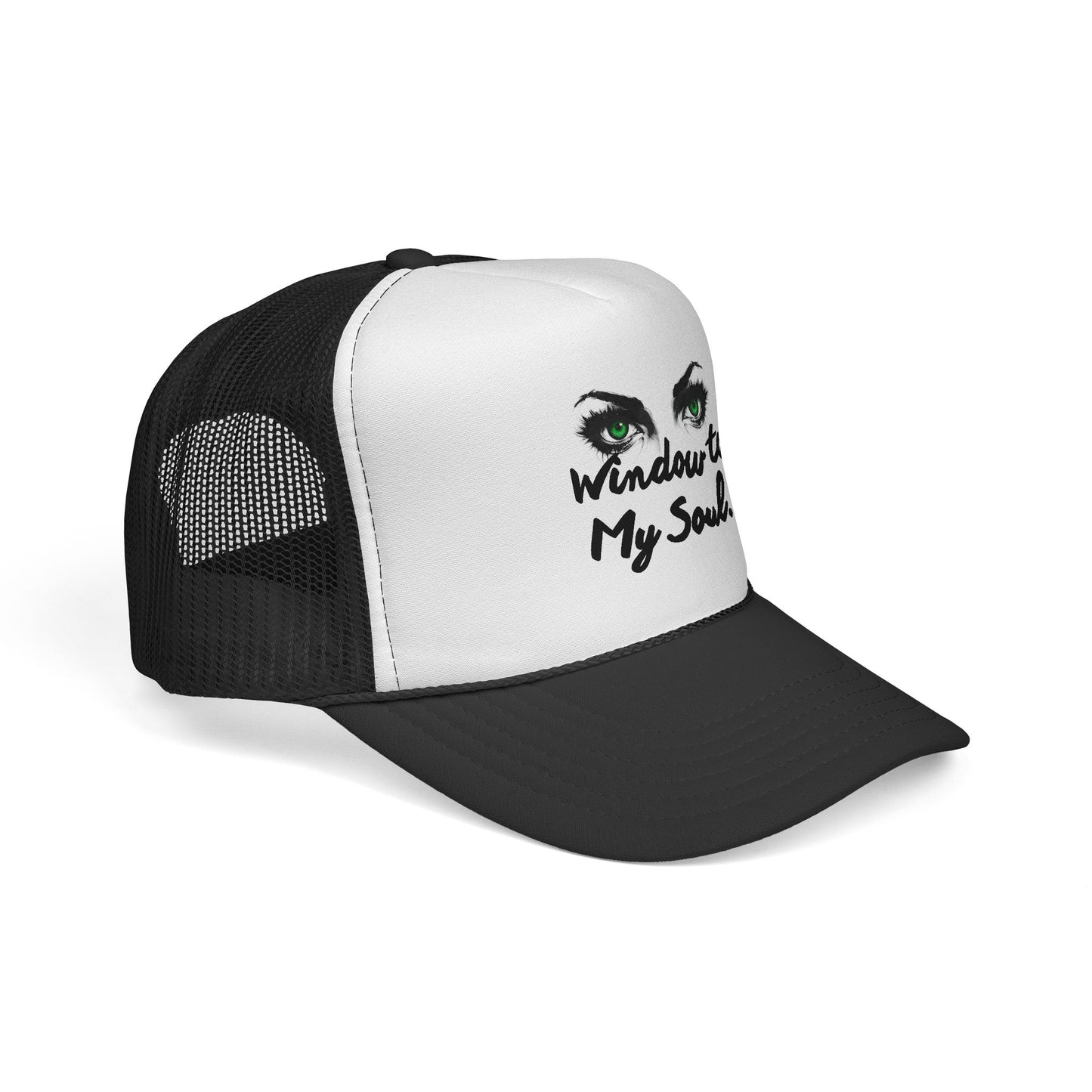 Window to My Soul Trucker Hat — Green Eye Graphic Cap