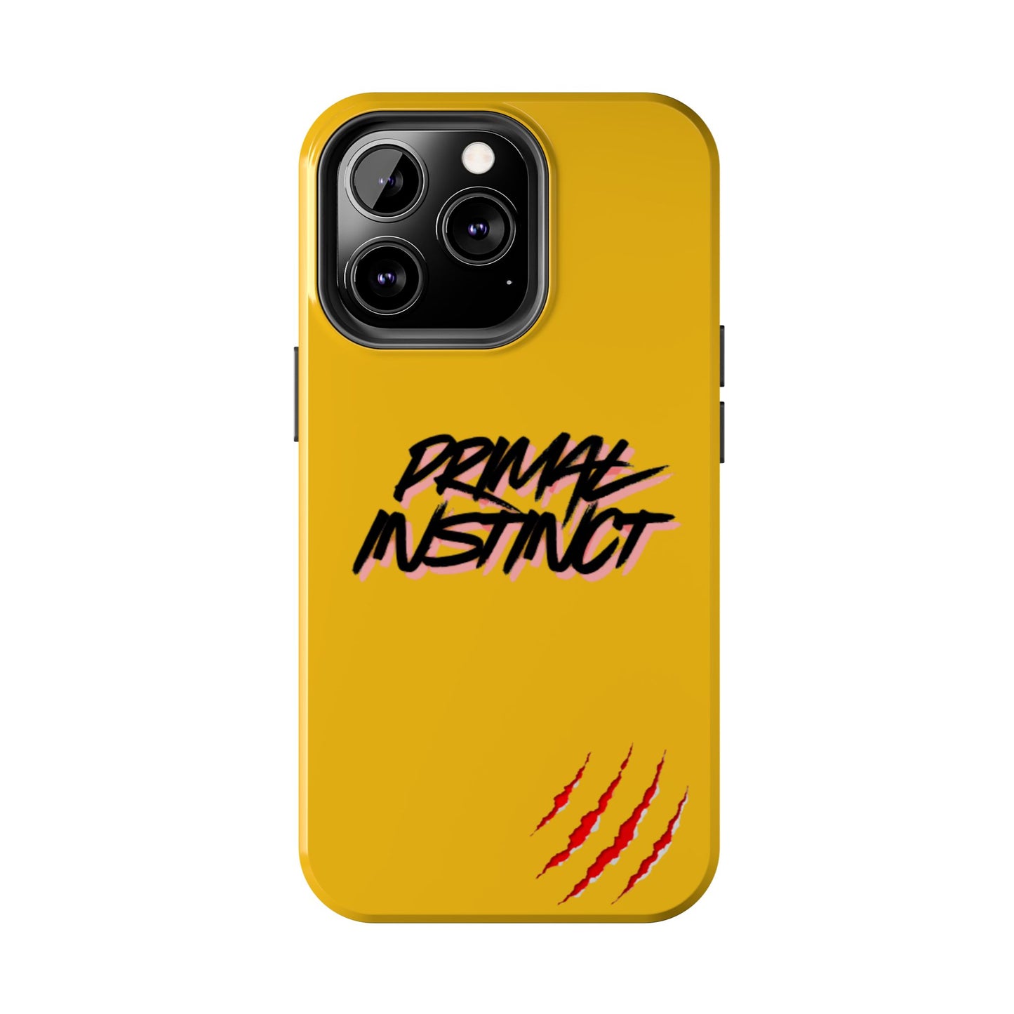 Primal Instinct Tough Phone Case — Yellow Rugged Protective Cover with Claw Mark Accent