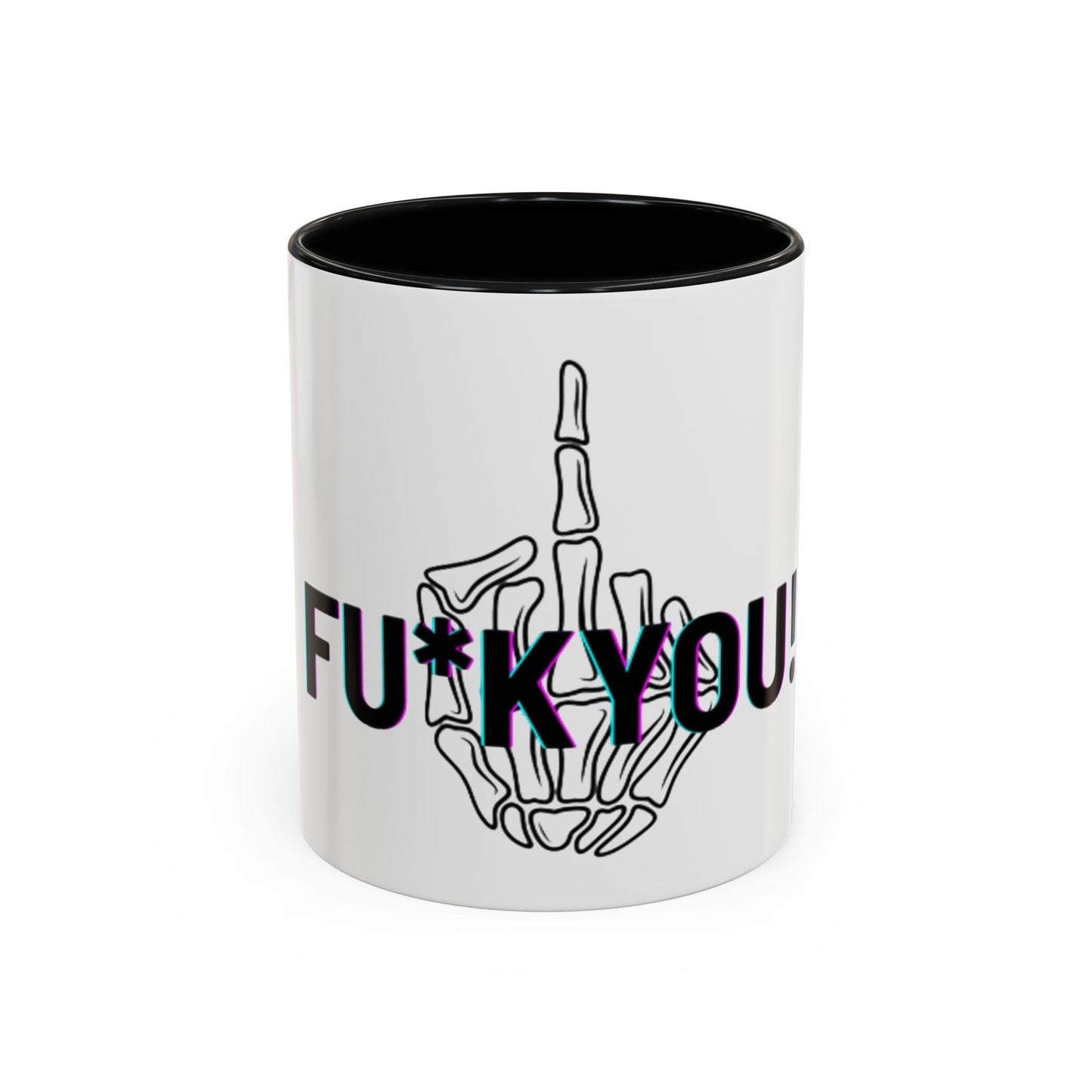 Bone Middle Finger Accent Coffee Mug — “Fu*k You!” Novelty Ceramic Mug