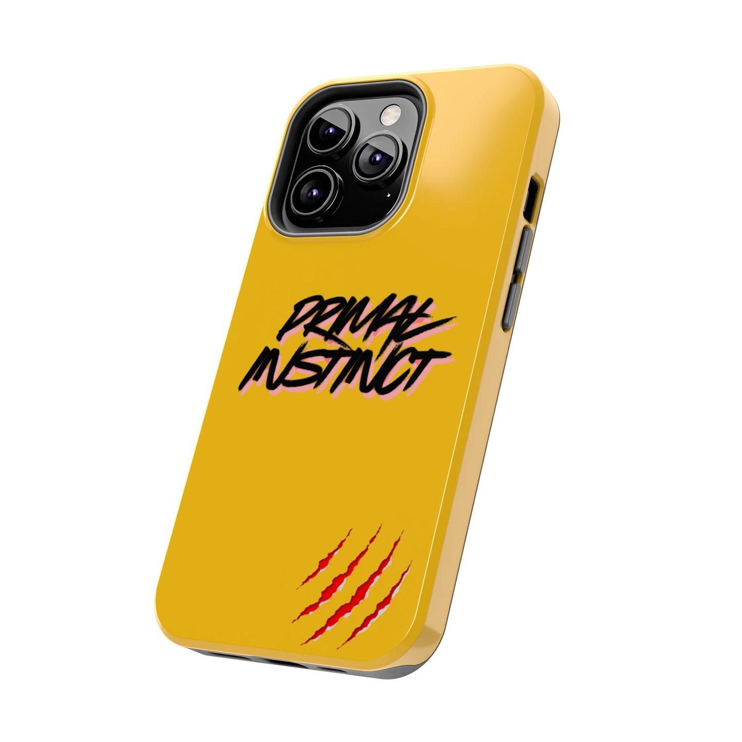 Primal Instinct Tough Phone Case — Yellow Rugged Protective Cover with Claw Mark Accent