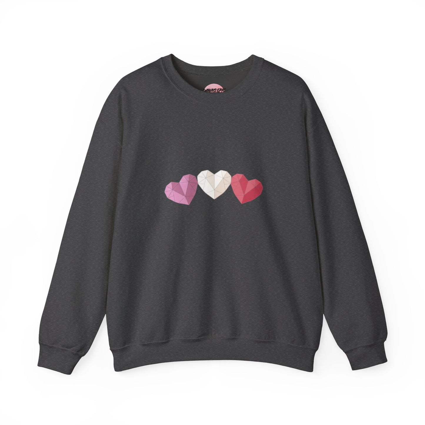 Heart Trio Sweatshirt — Geometric Pink Hearts Valentine's Pullover