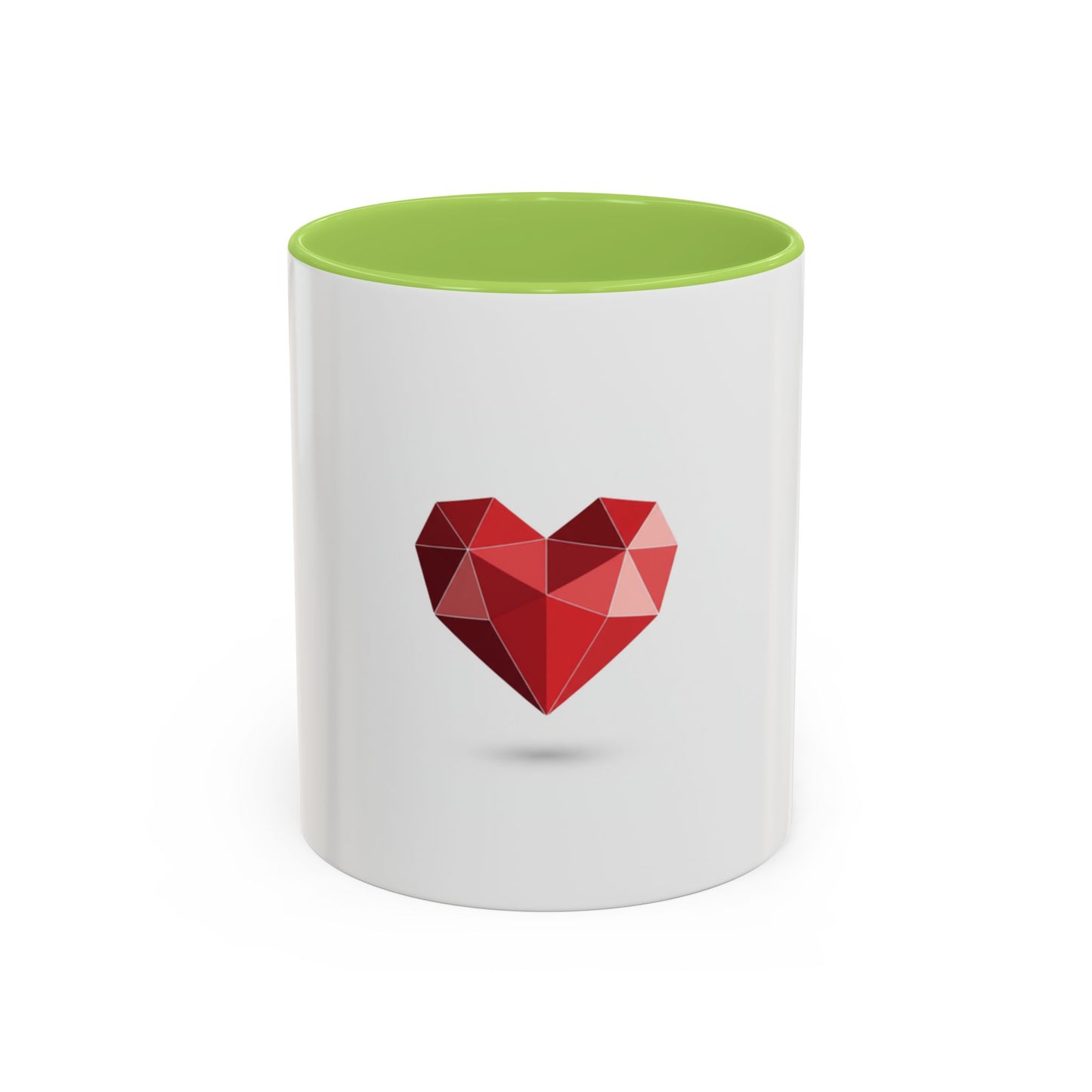 Geometric Red Heart Accent Coffee Mug — Valentines Romantic Ceramic Gift (11/15oz)
