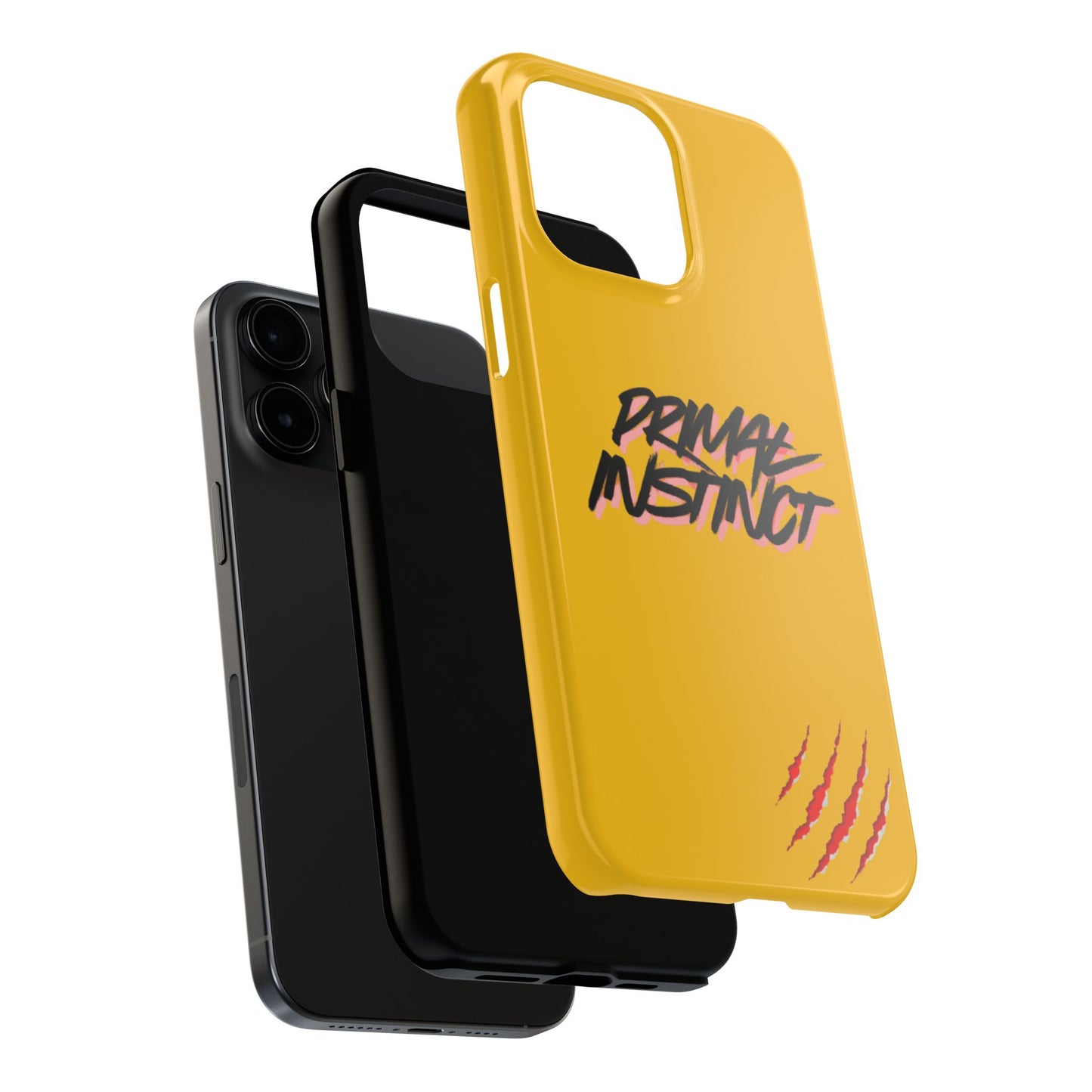Primal Instinct Tough Phone Case — Yellow Rugged Protective Cover with Claw Mark Accent