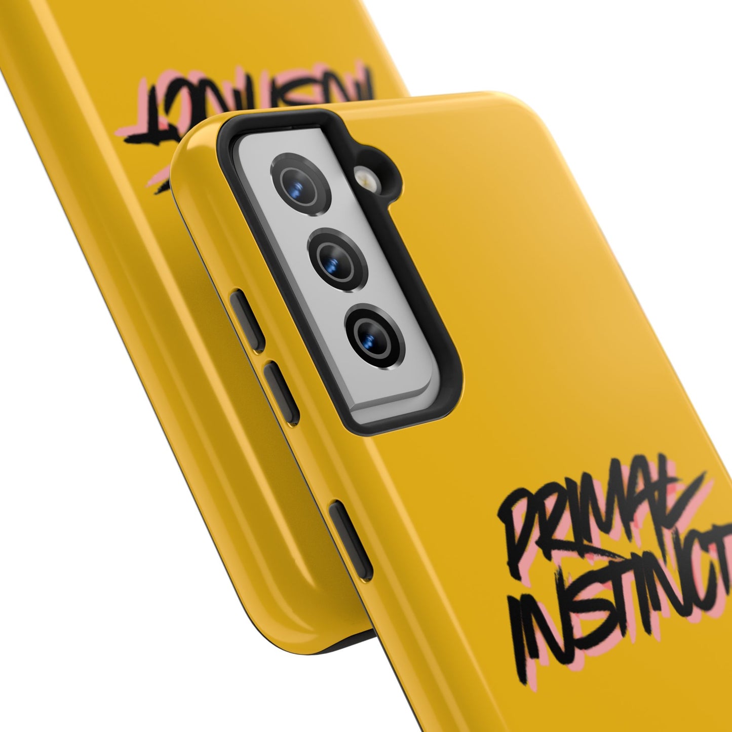 Primal Instinct Tough Phone Case — Yellow Rugged Protective Cover with Claw Mark Accent