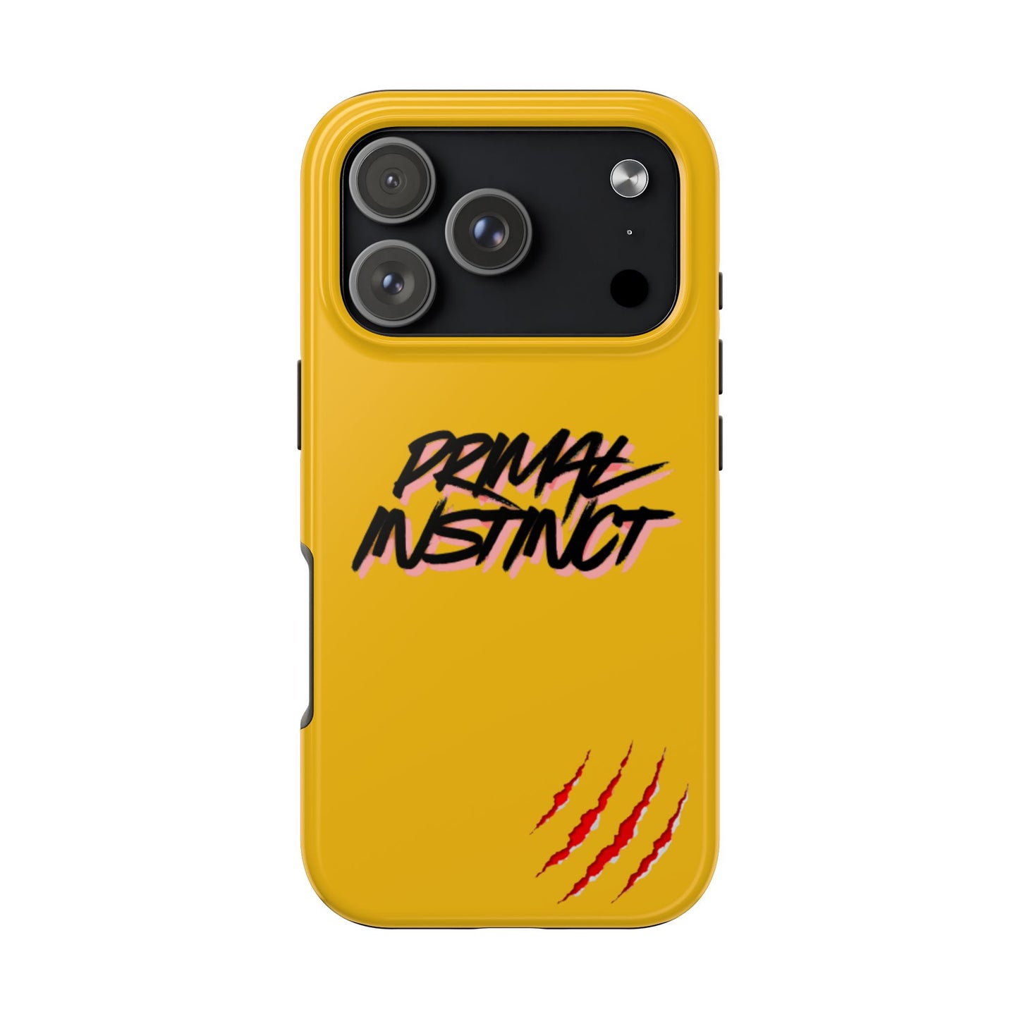 Primal Instinct Tough Phone Case — Yellow Rugged Protective Cover with Claw Mark Accent
