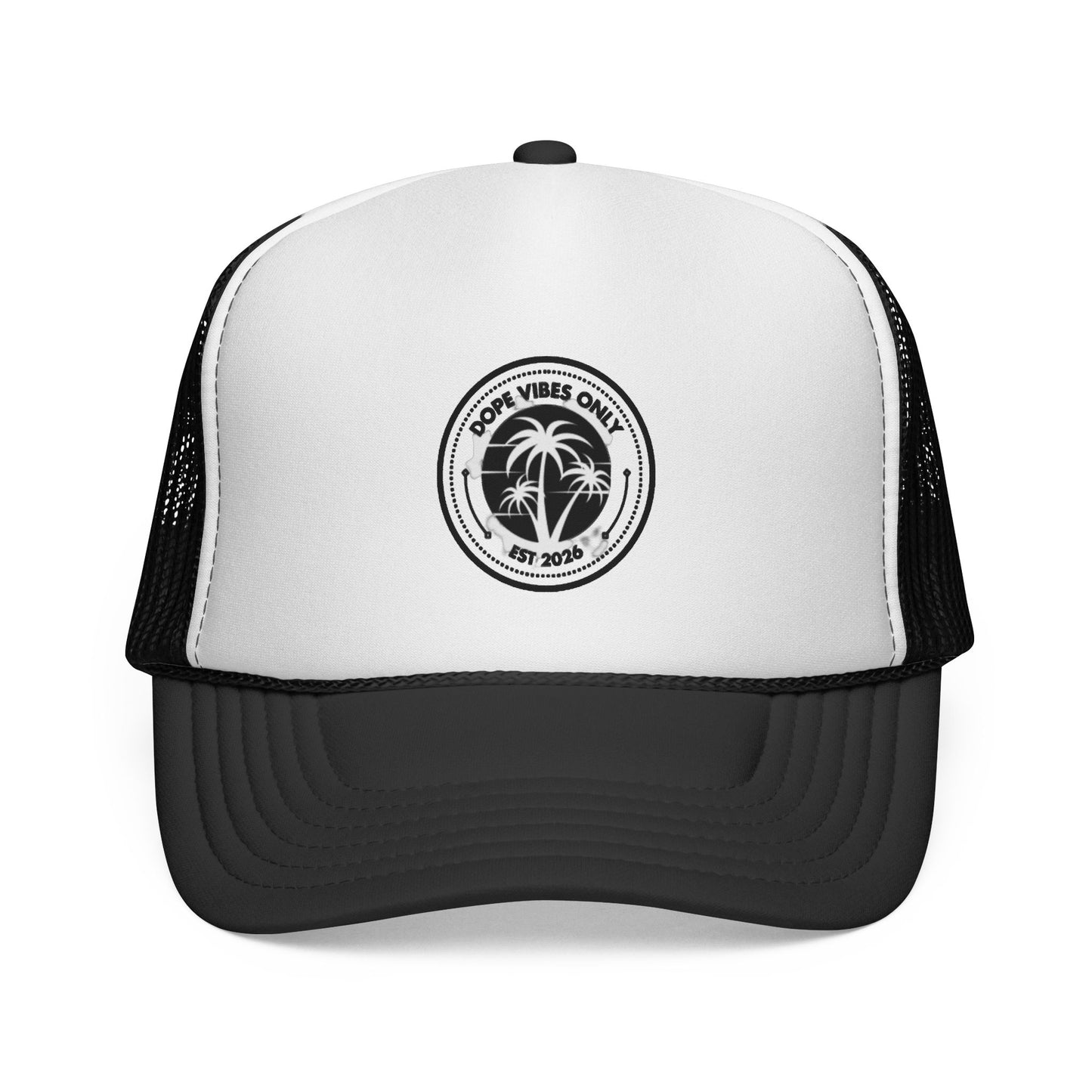 Palm Vibes Only Trucker Cap — Retro Beach Palm Tree Mesh Hat