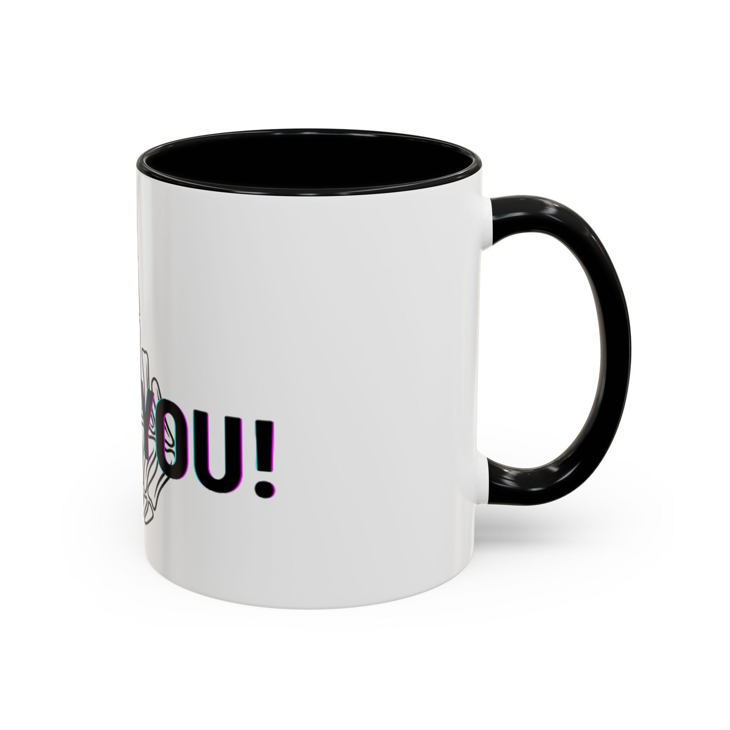 Bone Middle Finger Accent Coffee Mug — “Fu*k You!” Novelty Ceramic Mug