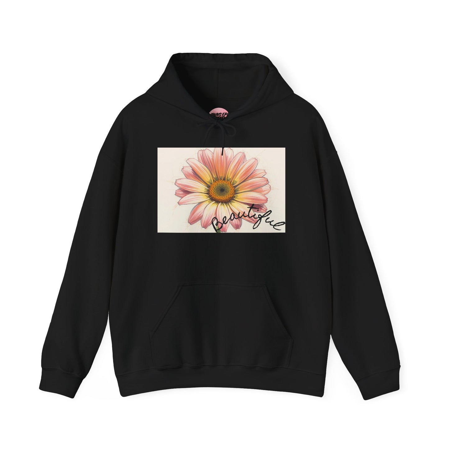 Floral 'Beautiful' Hoodie – Pink Daisy Graphic Pullover