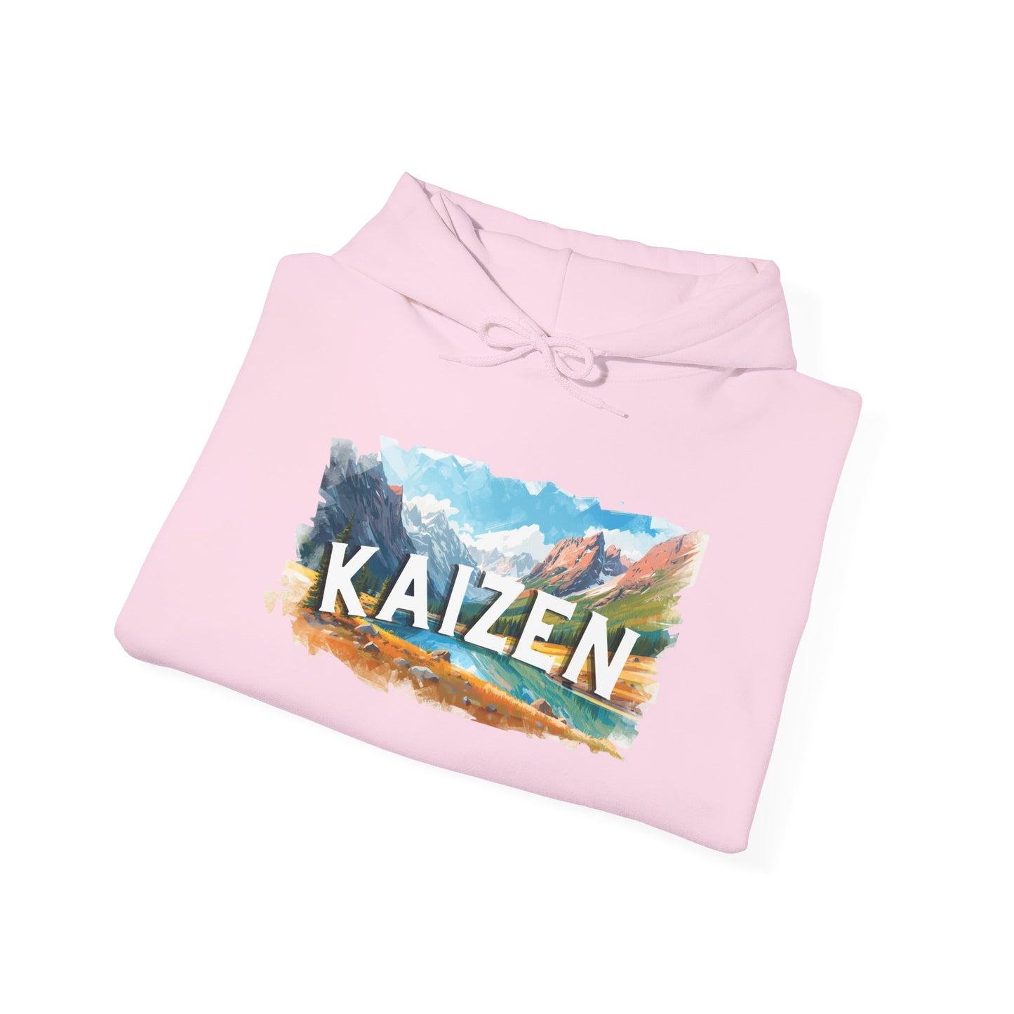 Kaizen Hoodie — Motivational Mountain Landscape Pullover